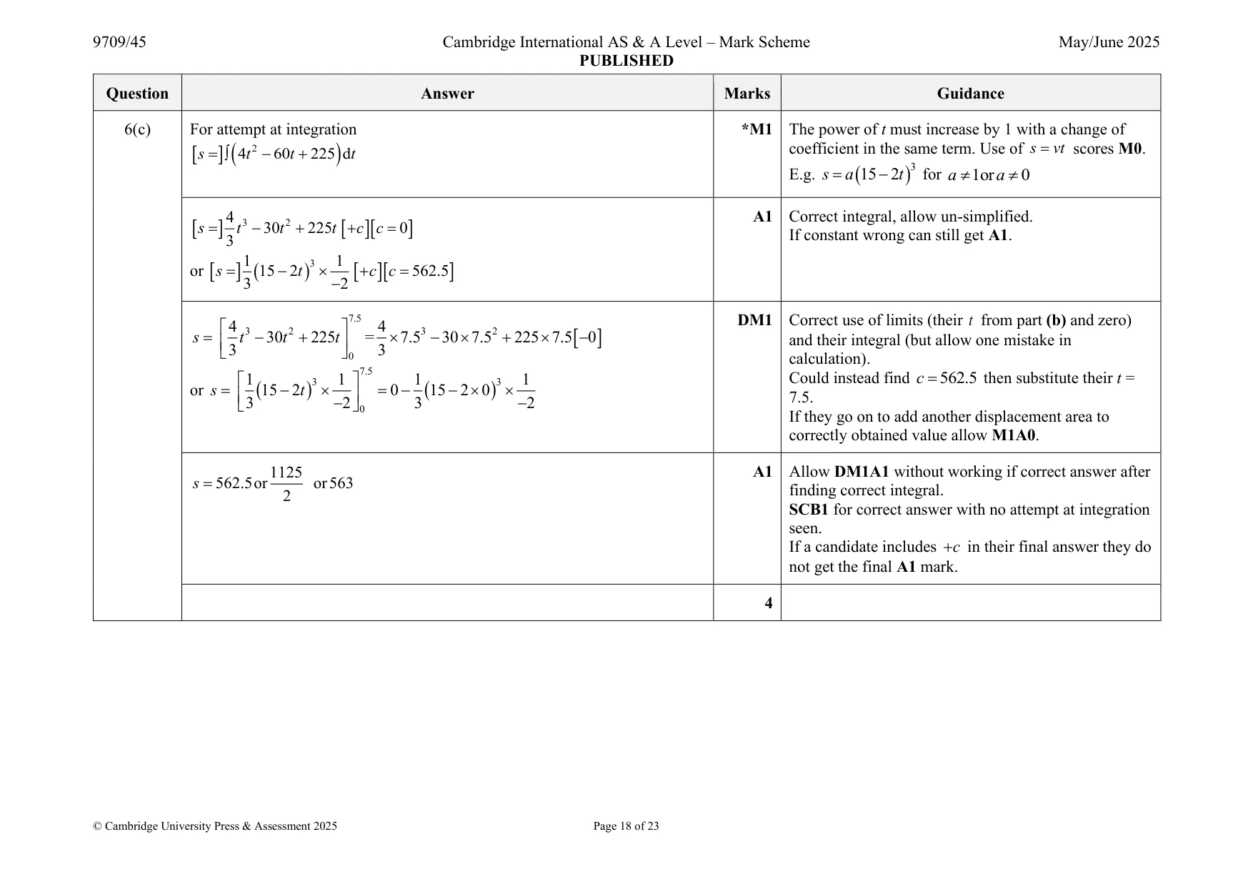 Mark scheme, page 18 of 23