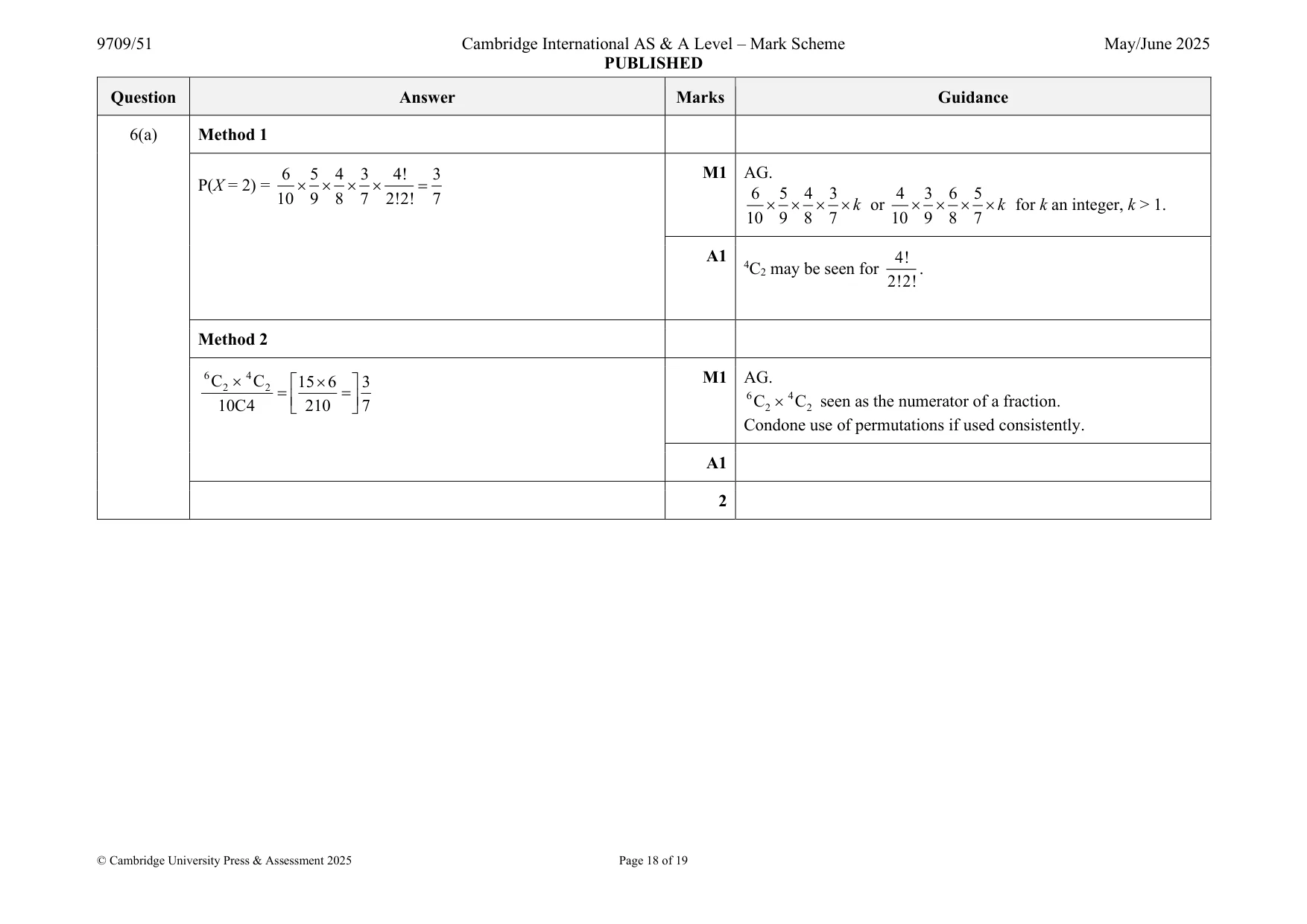 Mark scheme, page 18 of 19