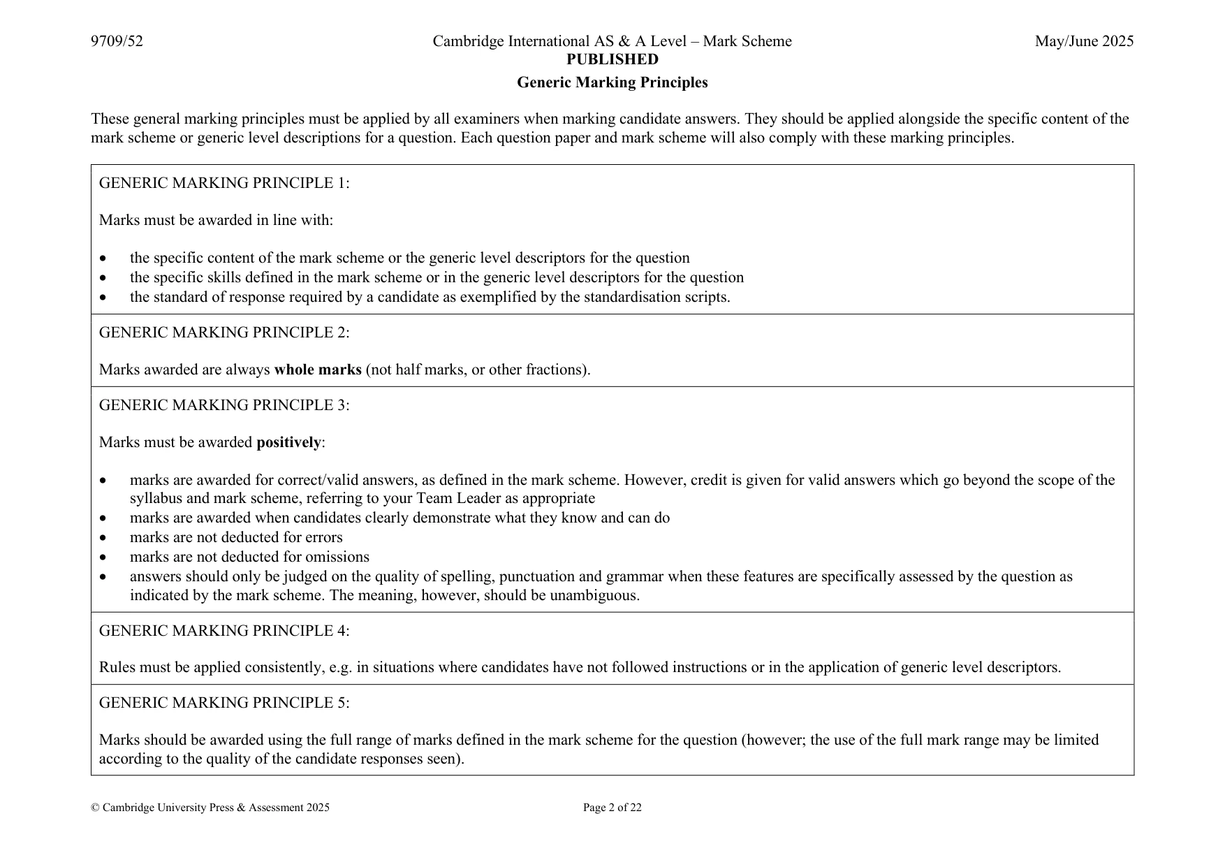 Mark scheme, page 2 of 22