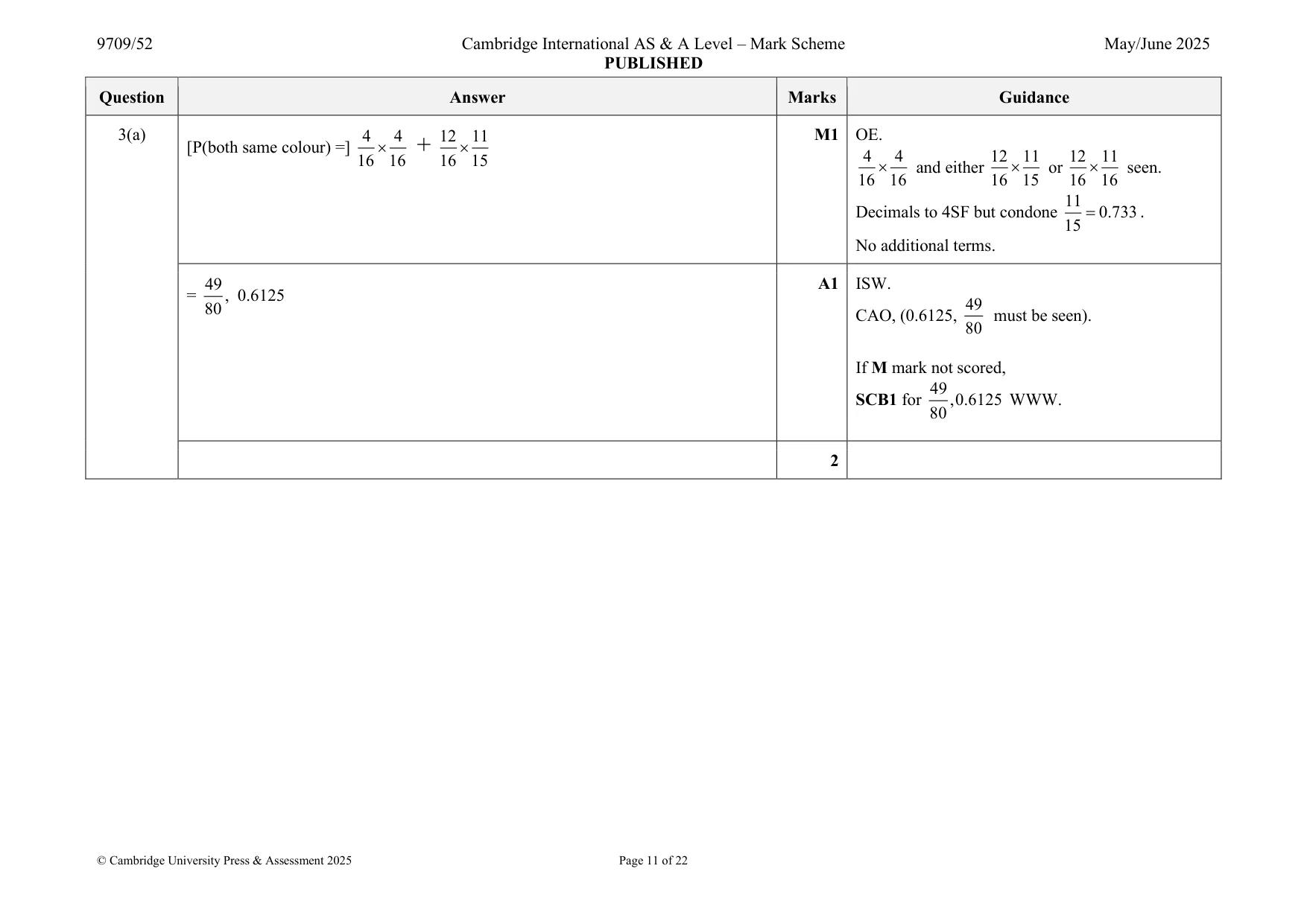 Mark scheme, page 11 of 22