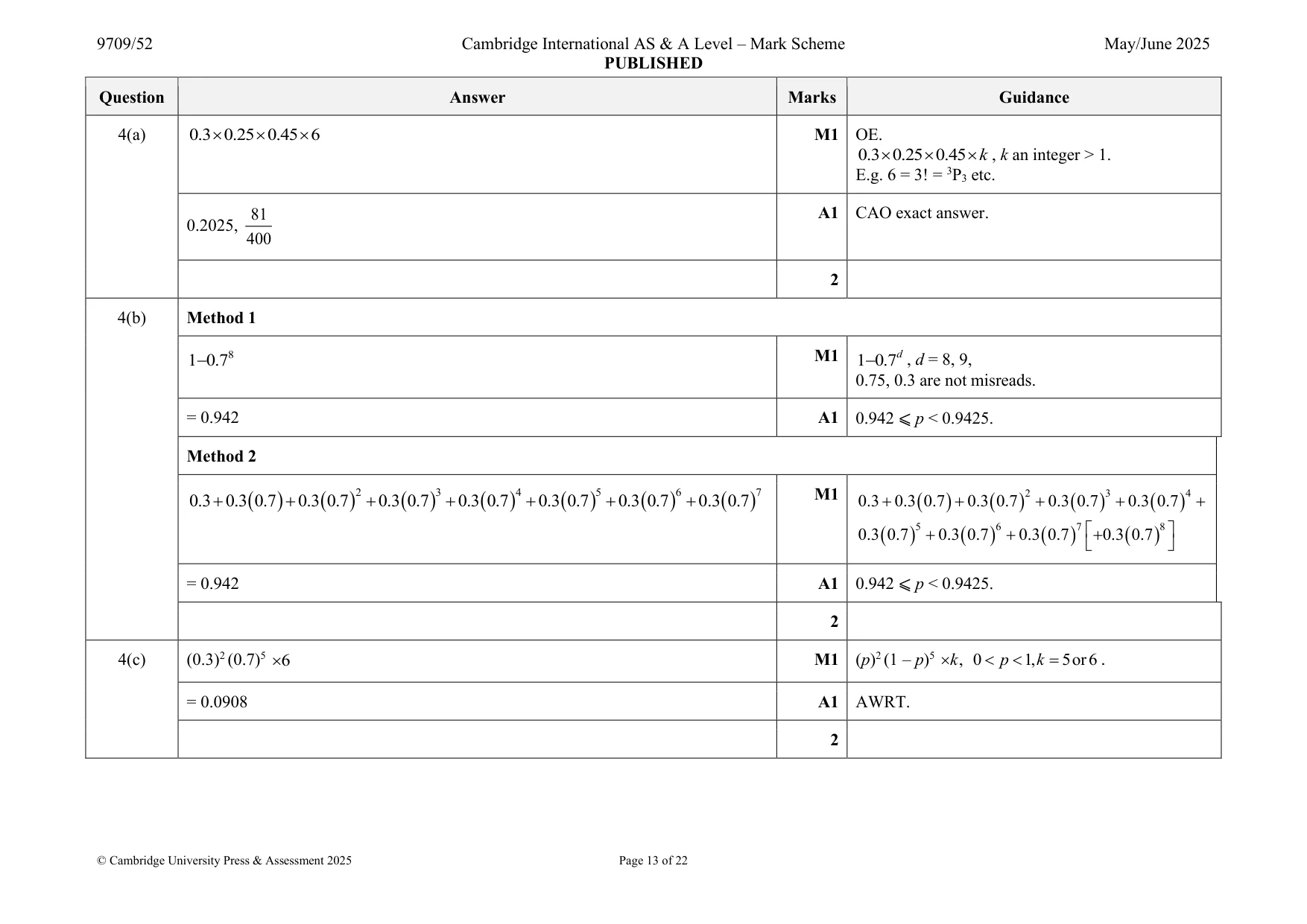 Mark scheme, page 13 of 22