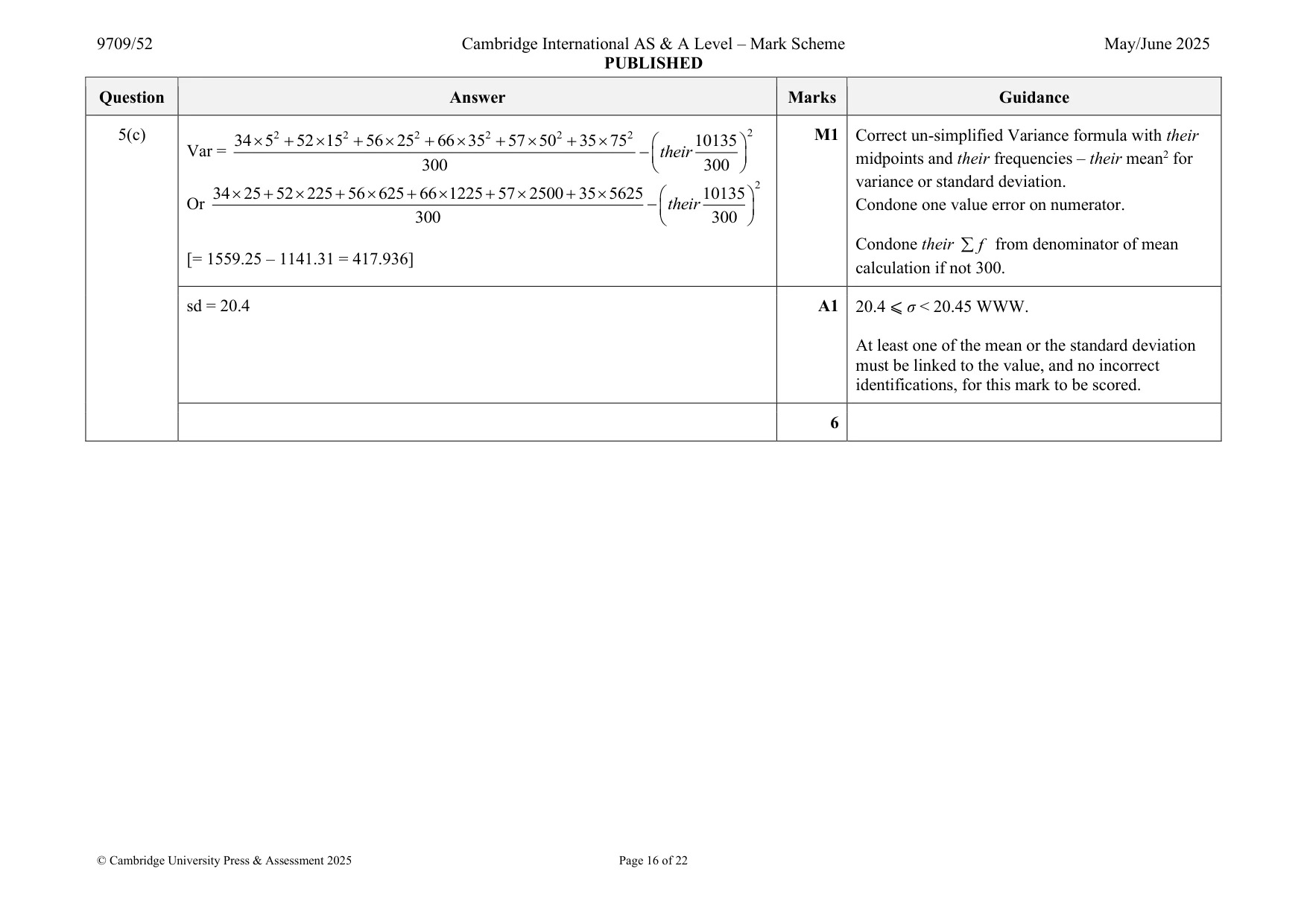 Mark scheme, page 16 of 22