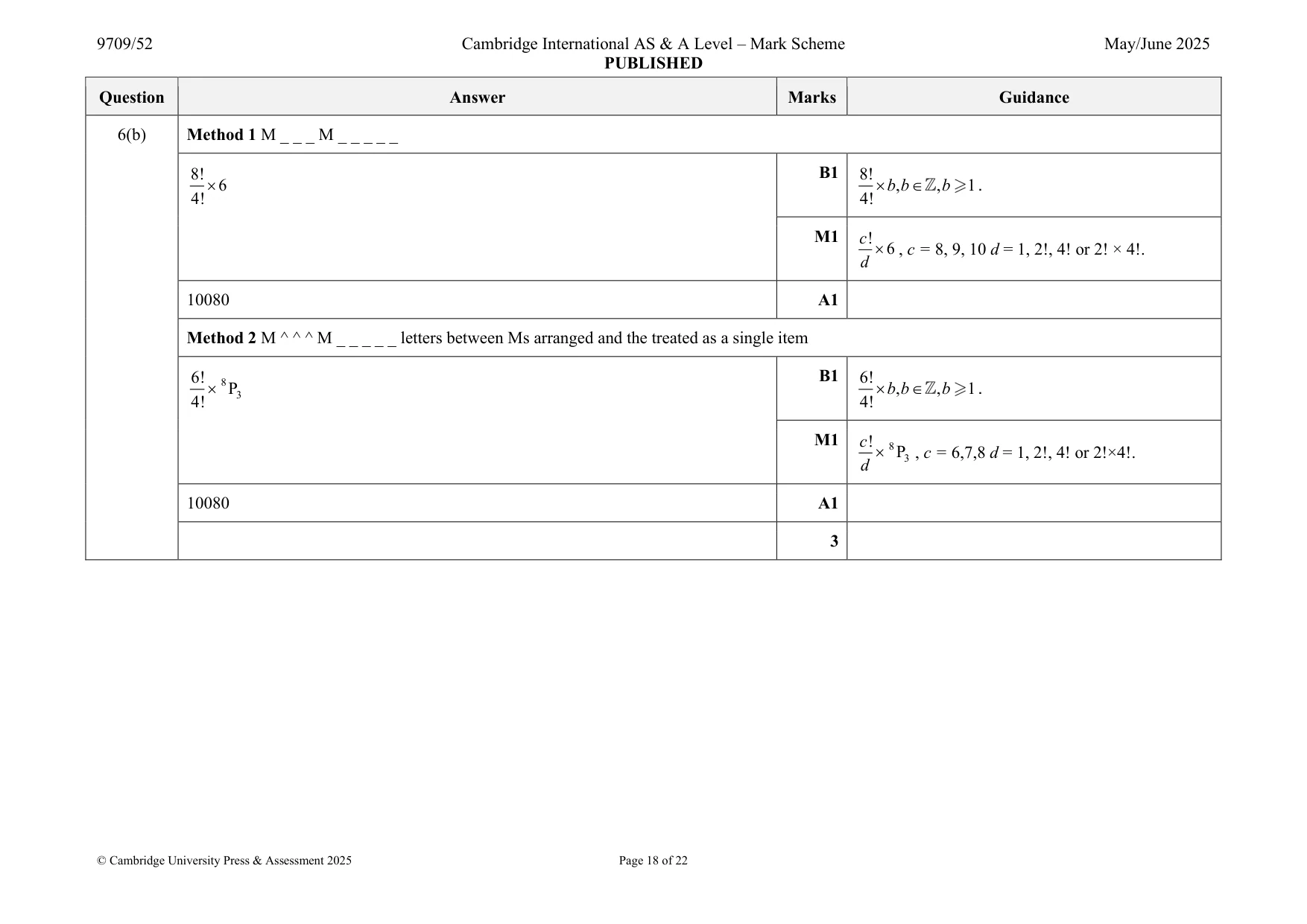 Mark scheme, page 18 of 22