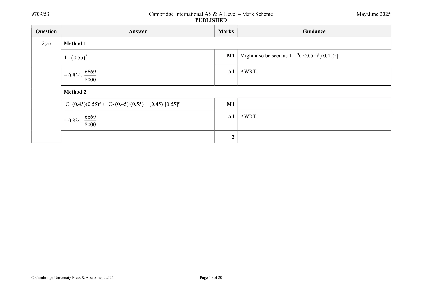 Mark scheme, page 10 of 20