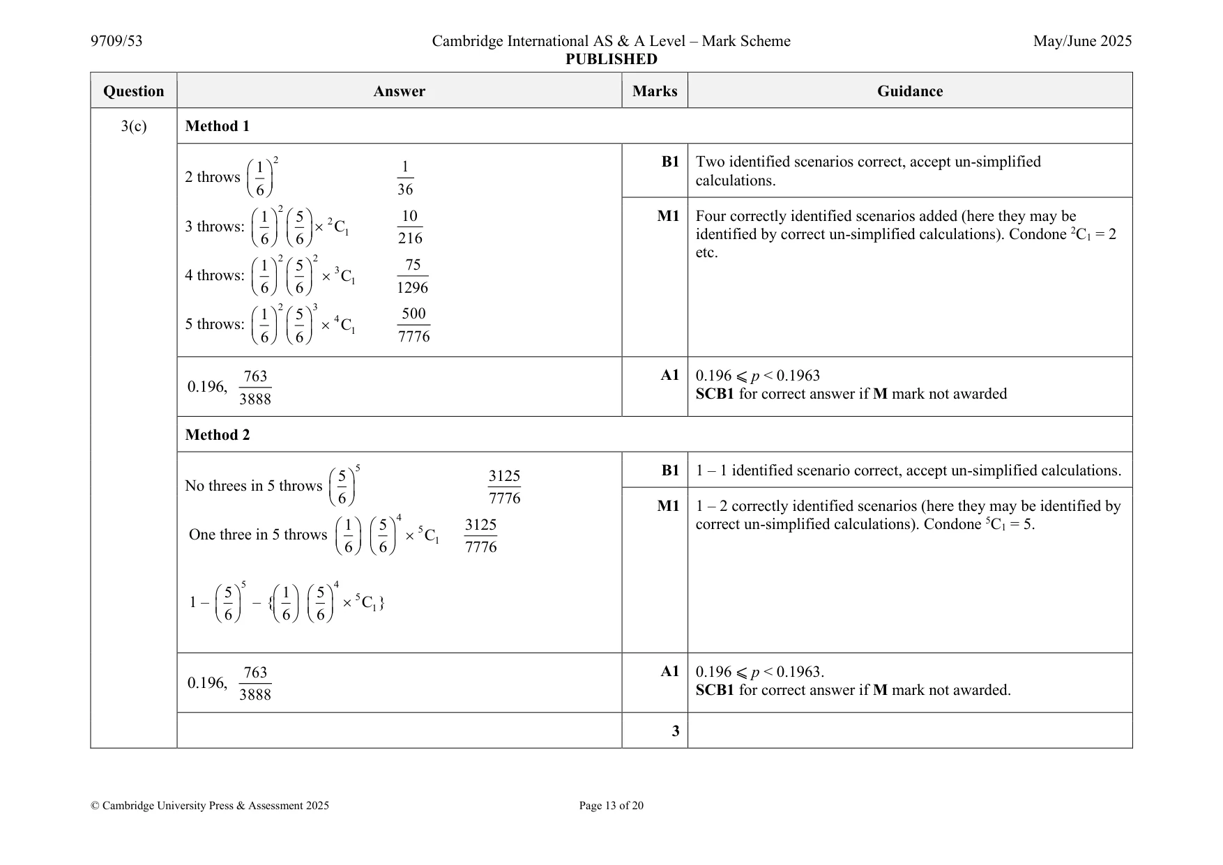 Mark scheme, page 13 of 20