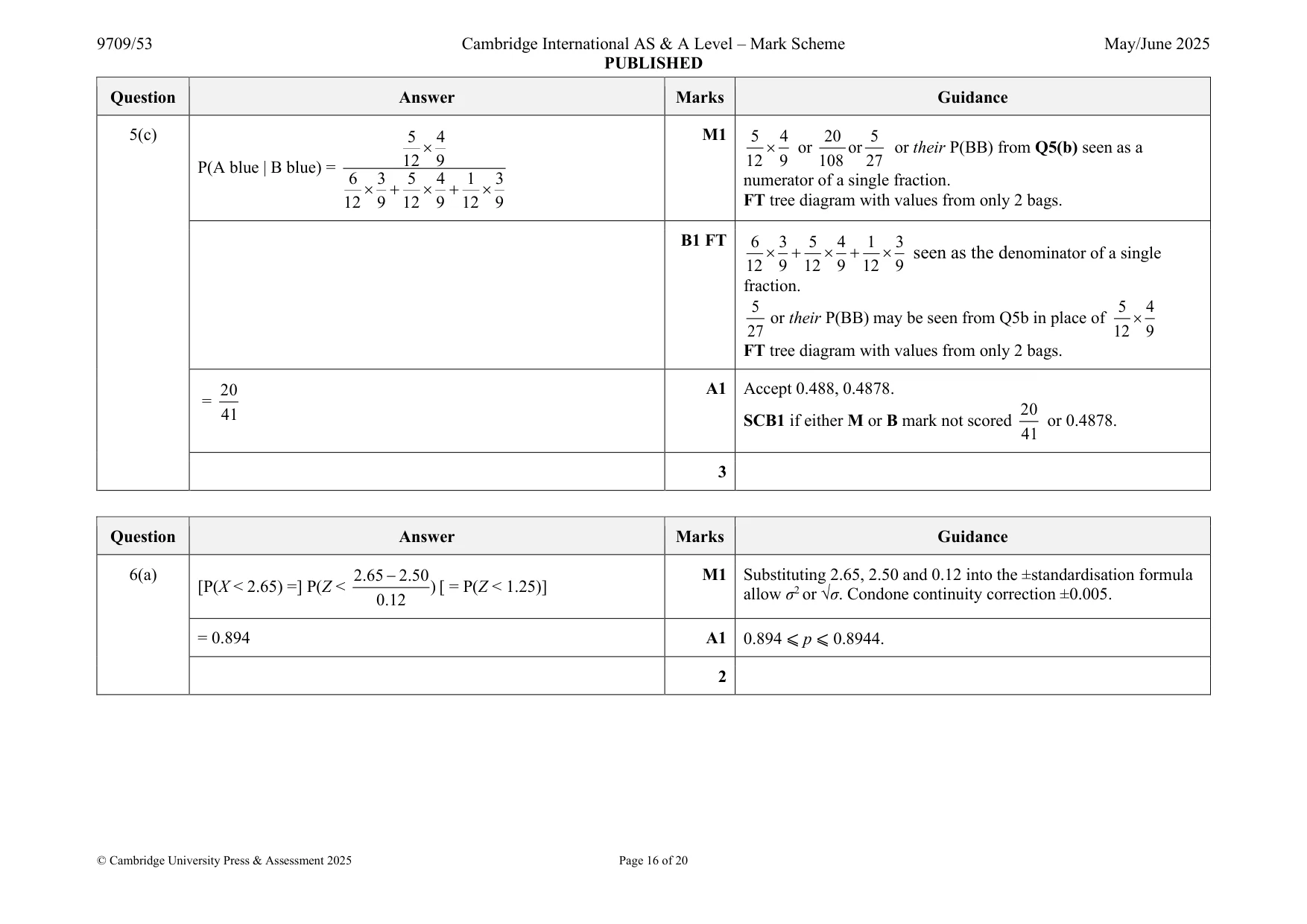 Mark scheme, page 16 of 20