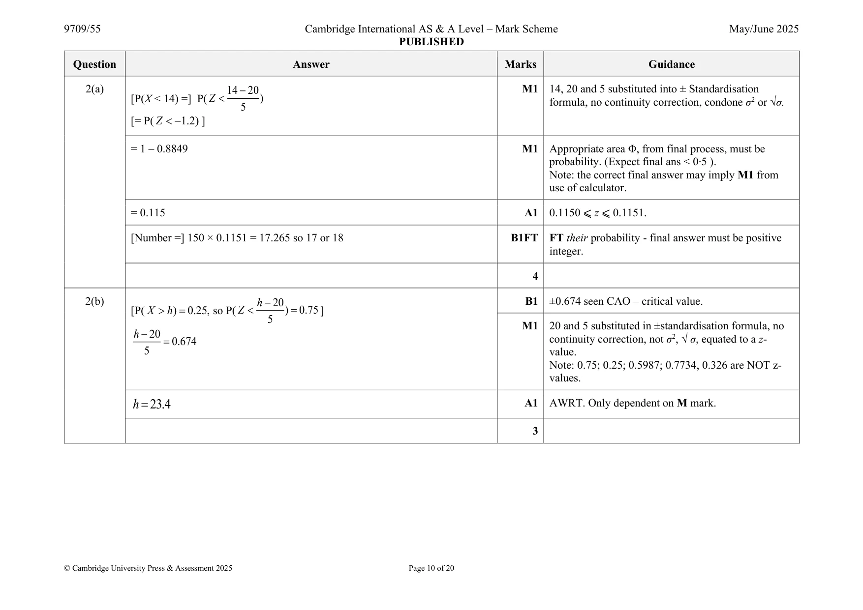 Mark scheme, page 10 of 20