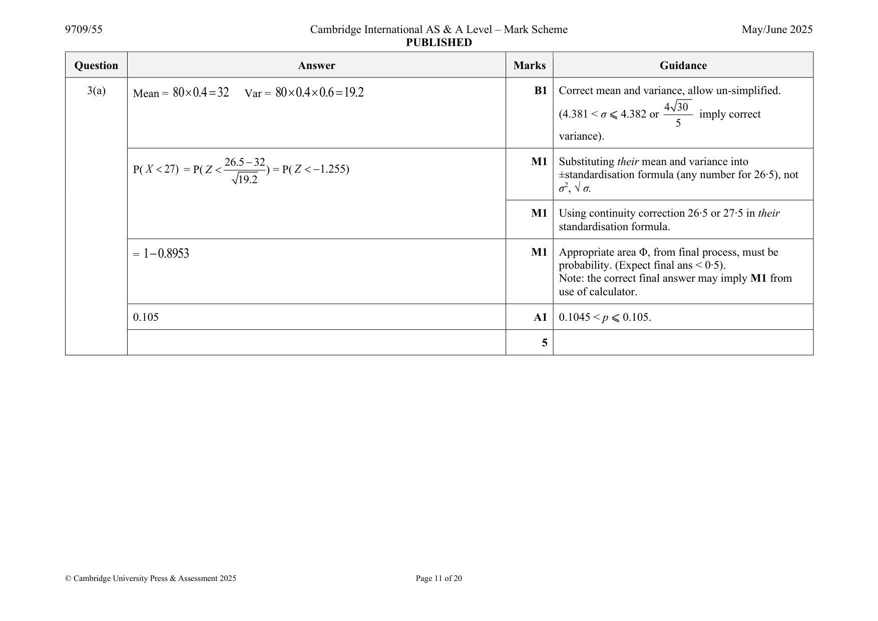 Mark scheme, page 11 of 20