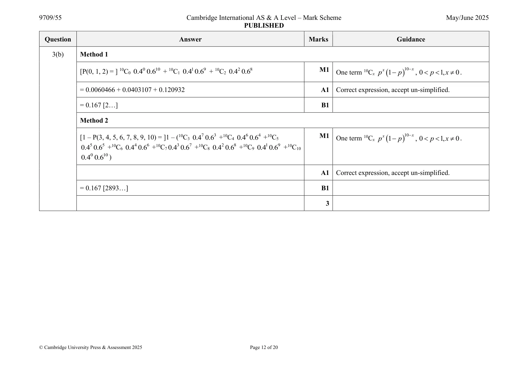 Mark scheme, page 12 of 20