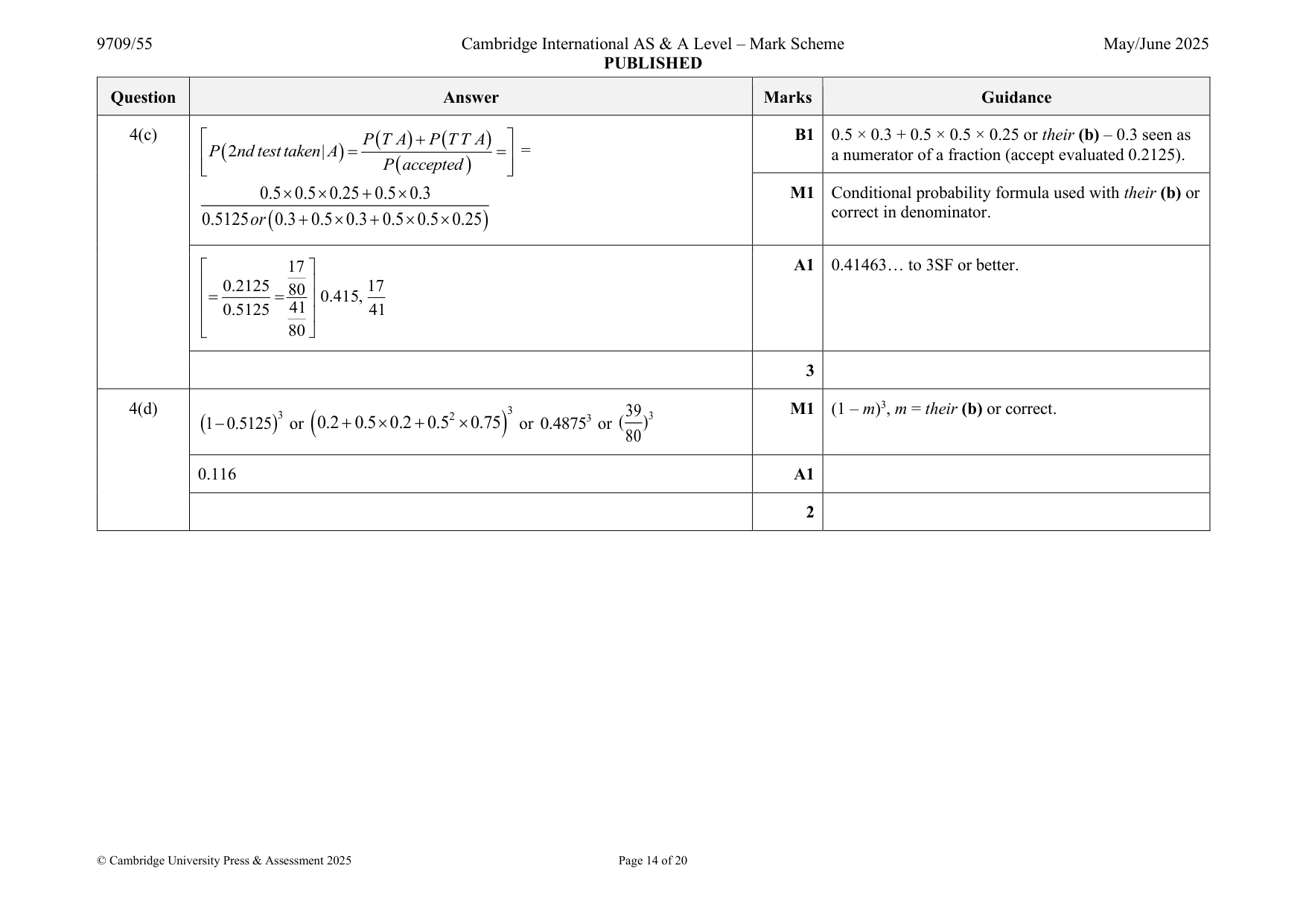 Mark scheme, page 14 of 20
