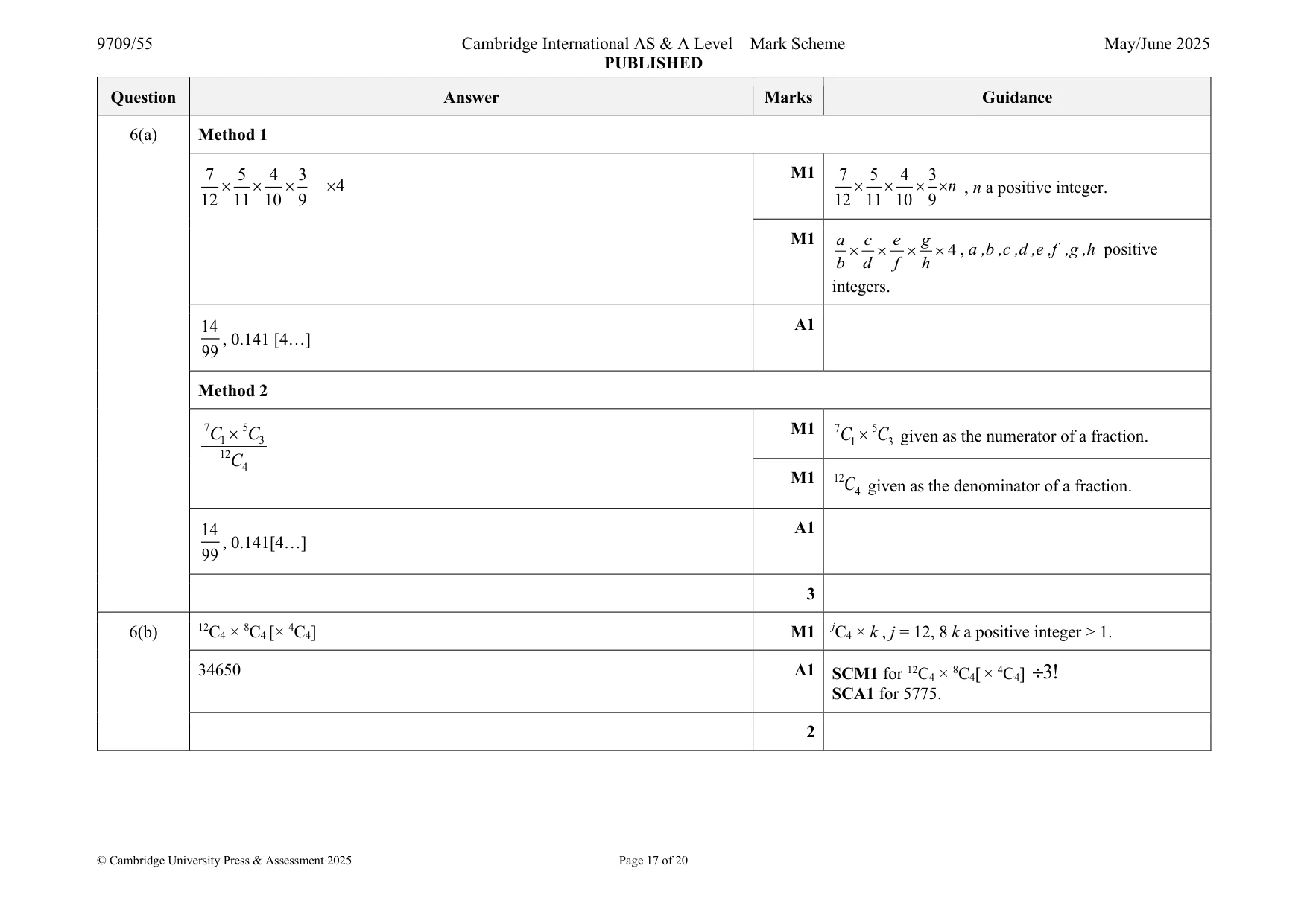 Mark scheme, page 17 of 20