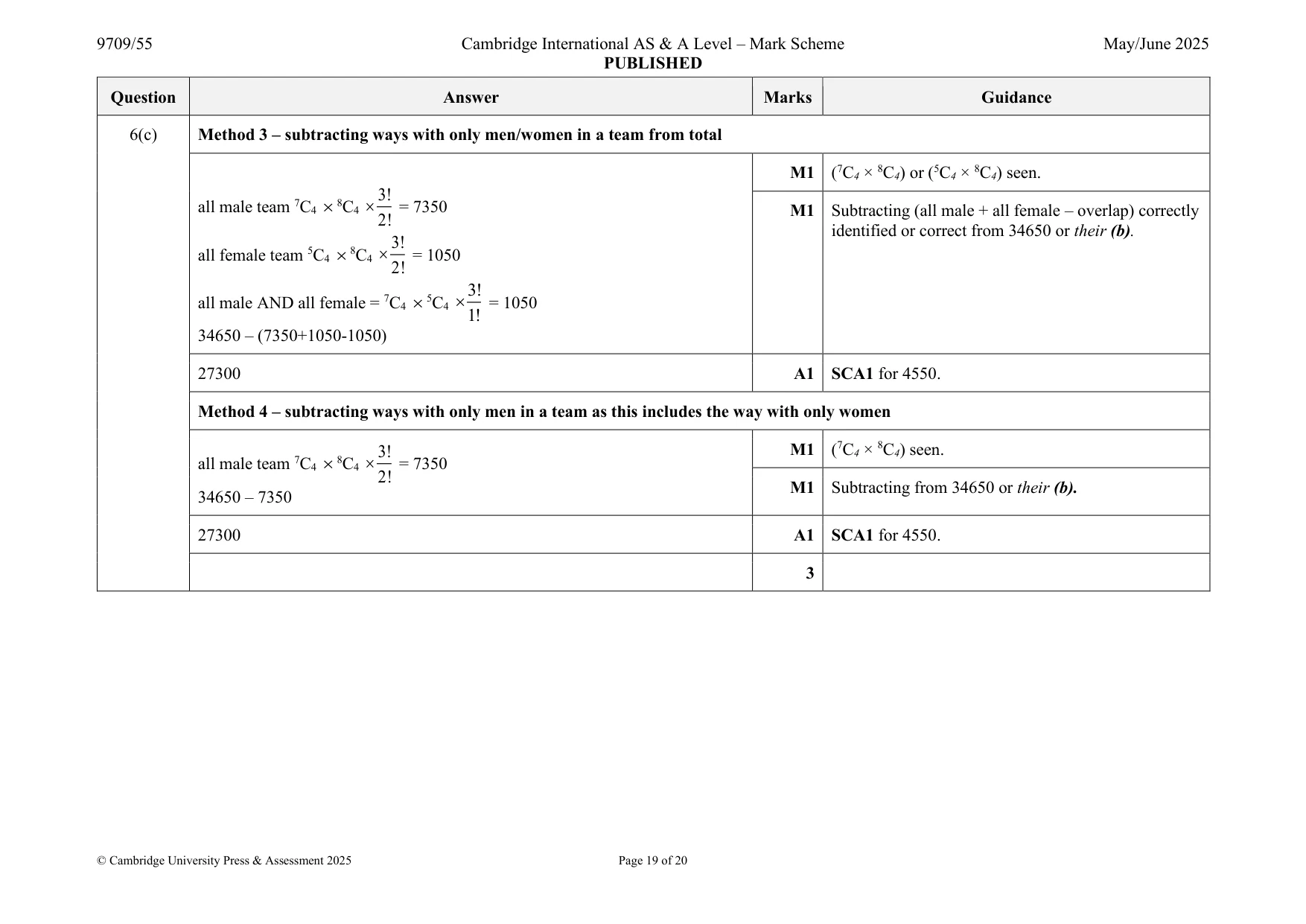 Mark scheme, page 19 of 20