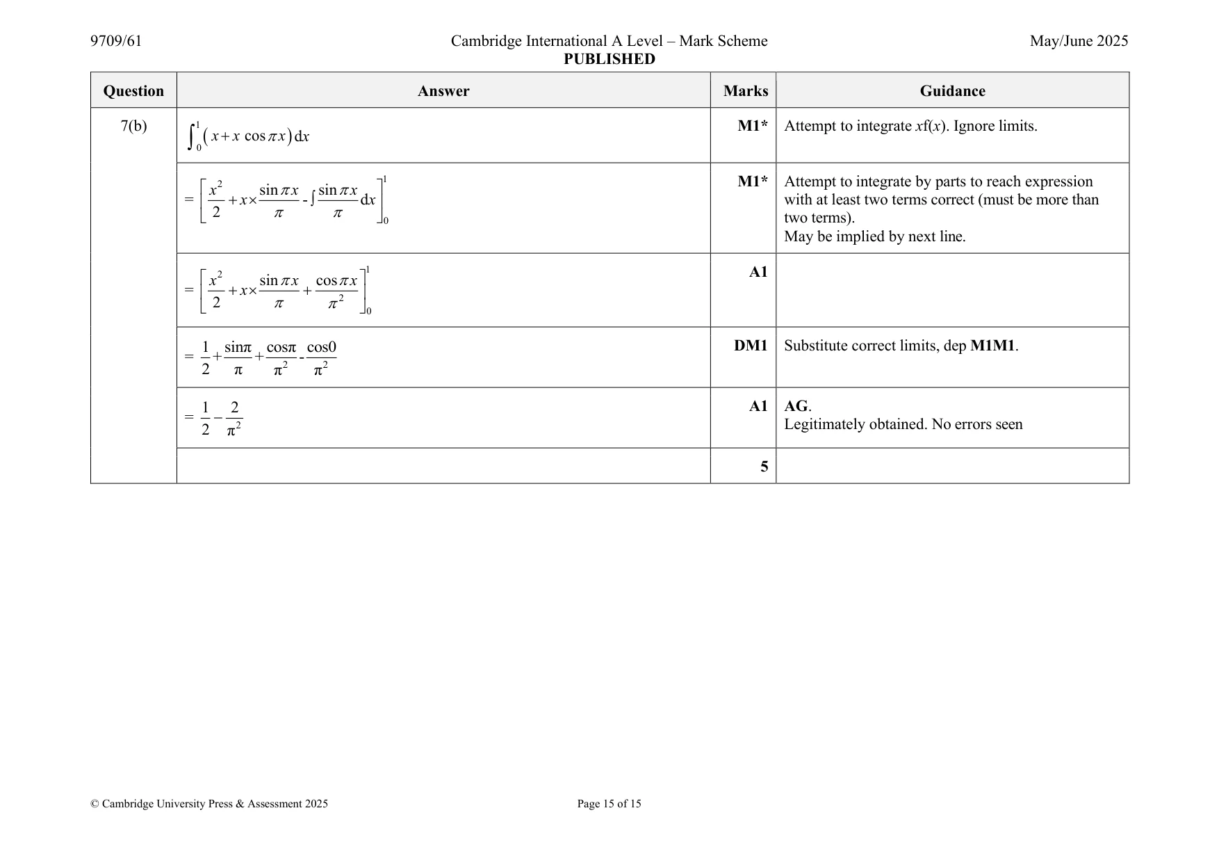 Mark scheme, page 15 of 15