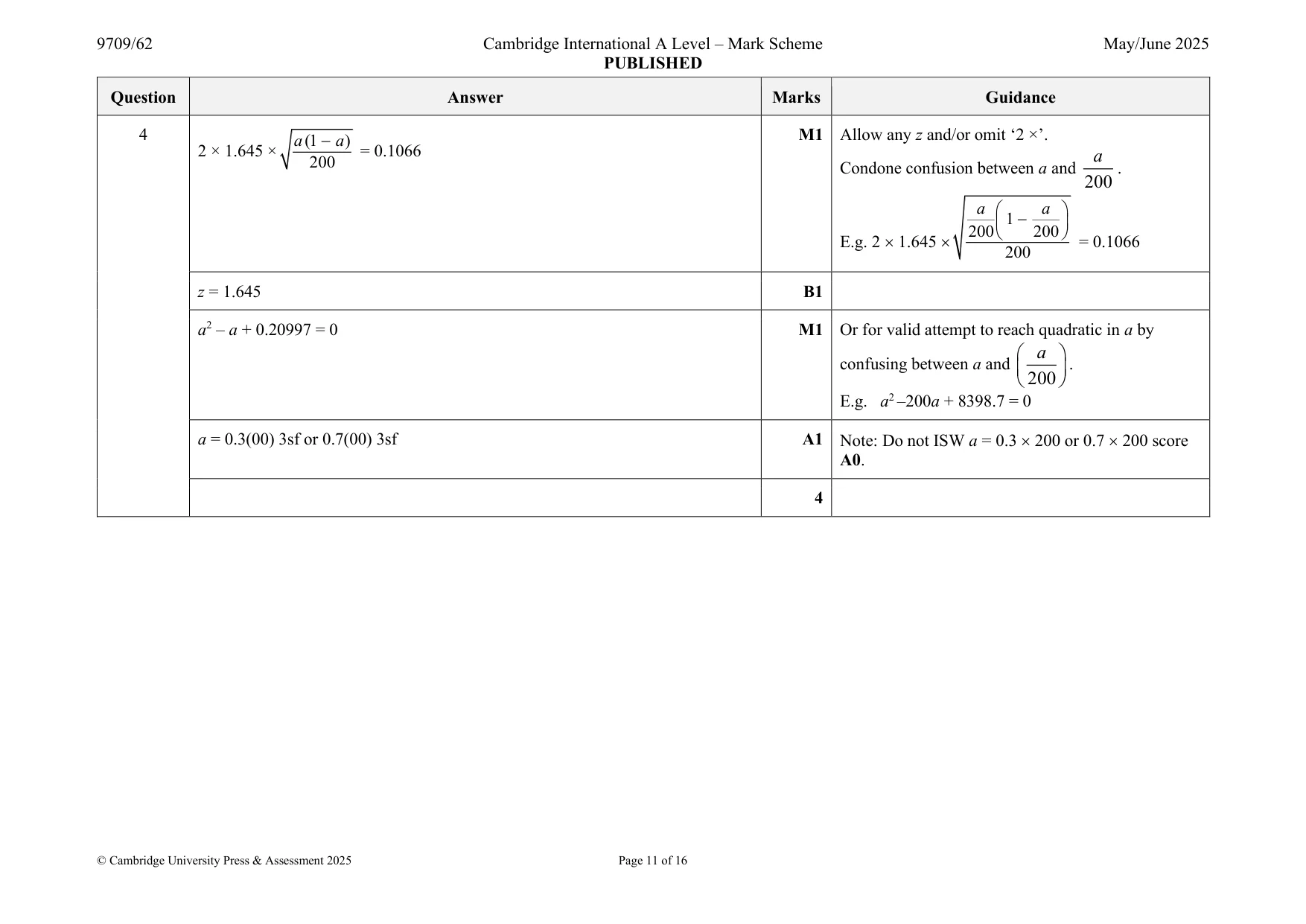 Mark scheme, page 11 of 16
