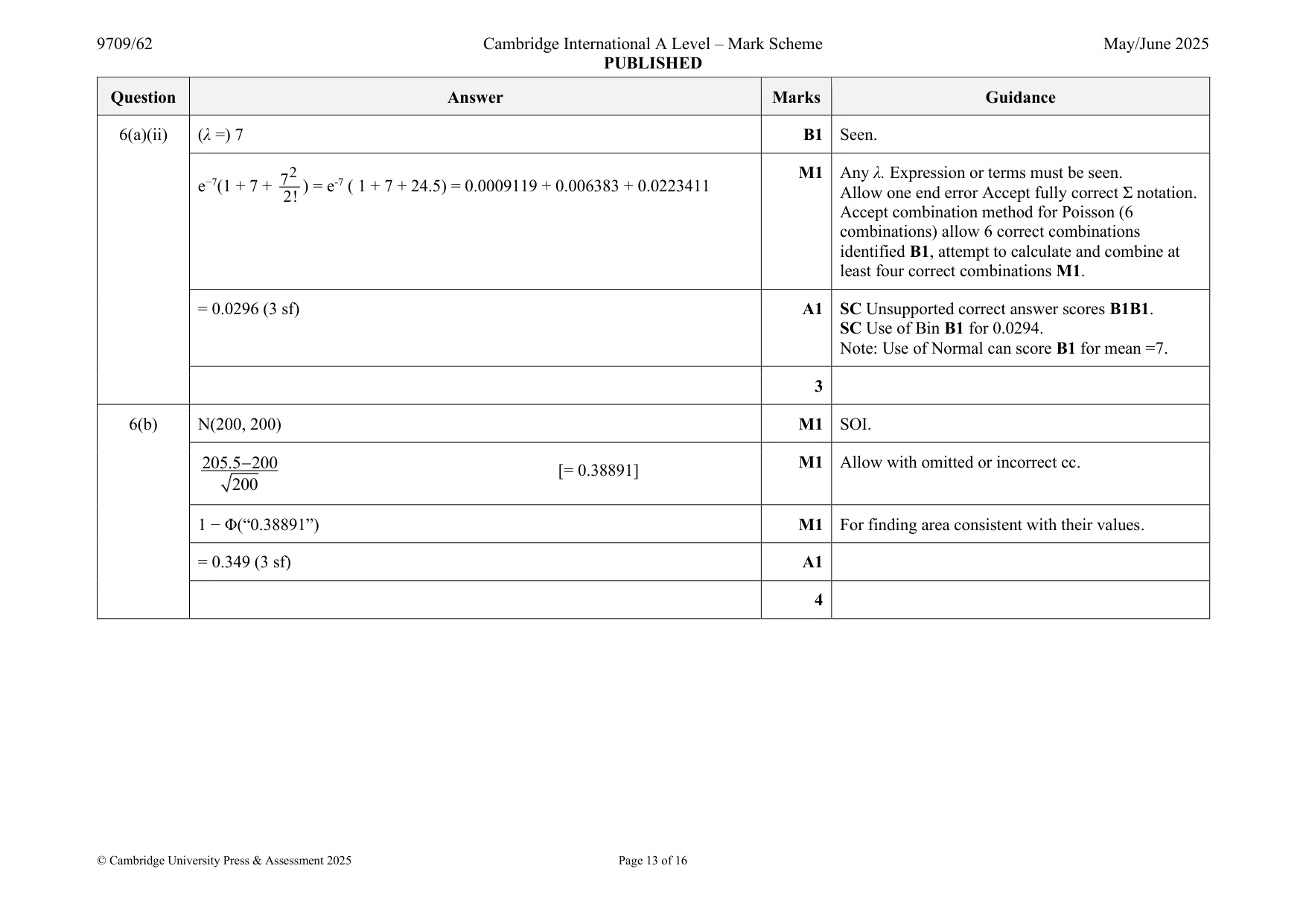 Mark scheme, page 13 of 16