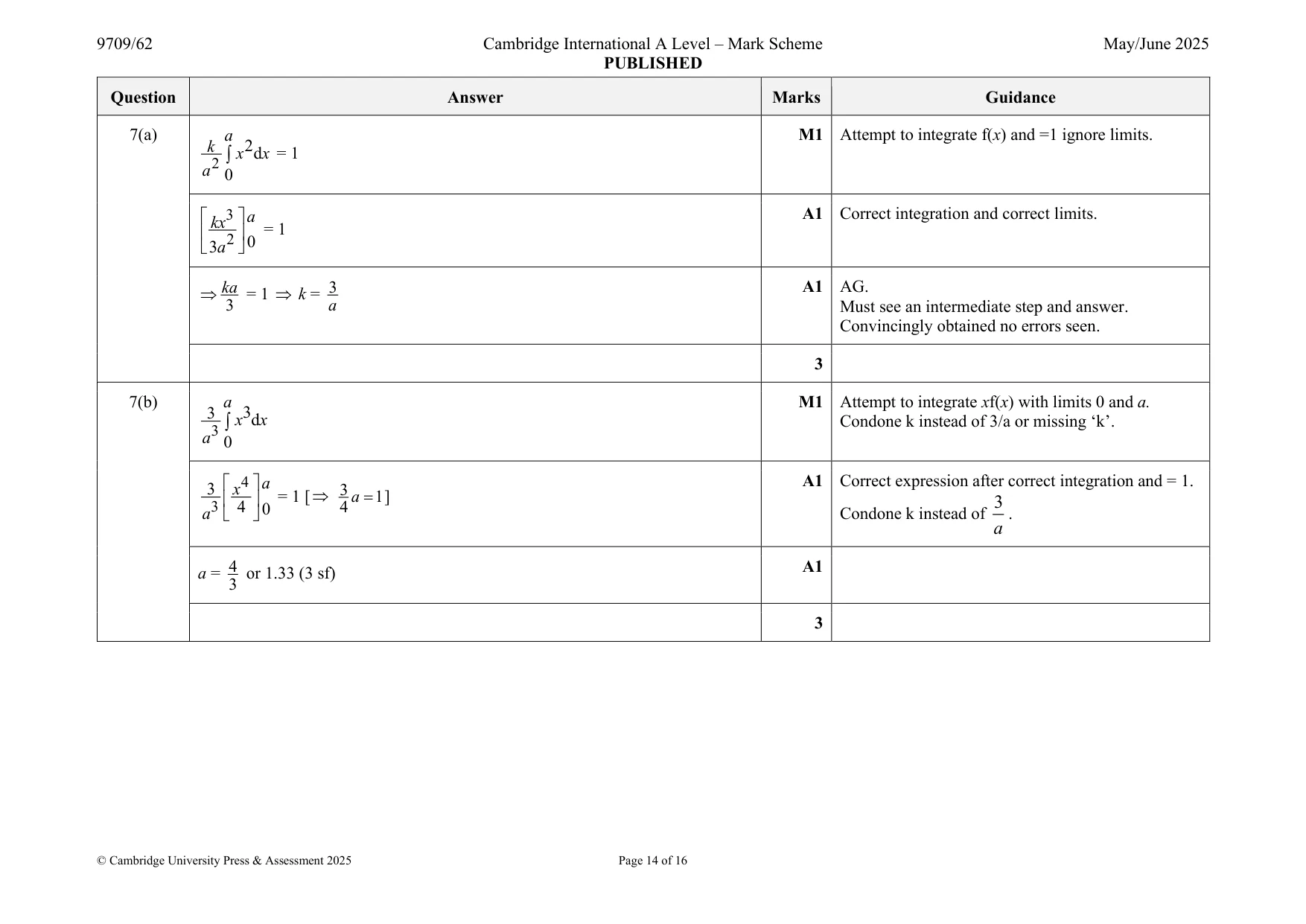 Mark scheme, page 14 of 16