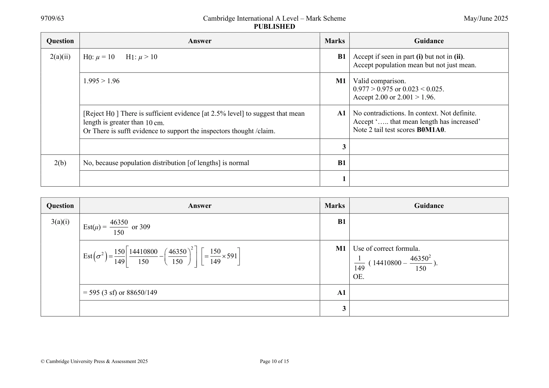 Mark scheme, page 10 of 15