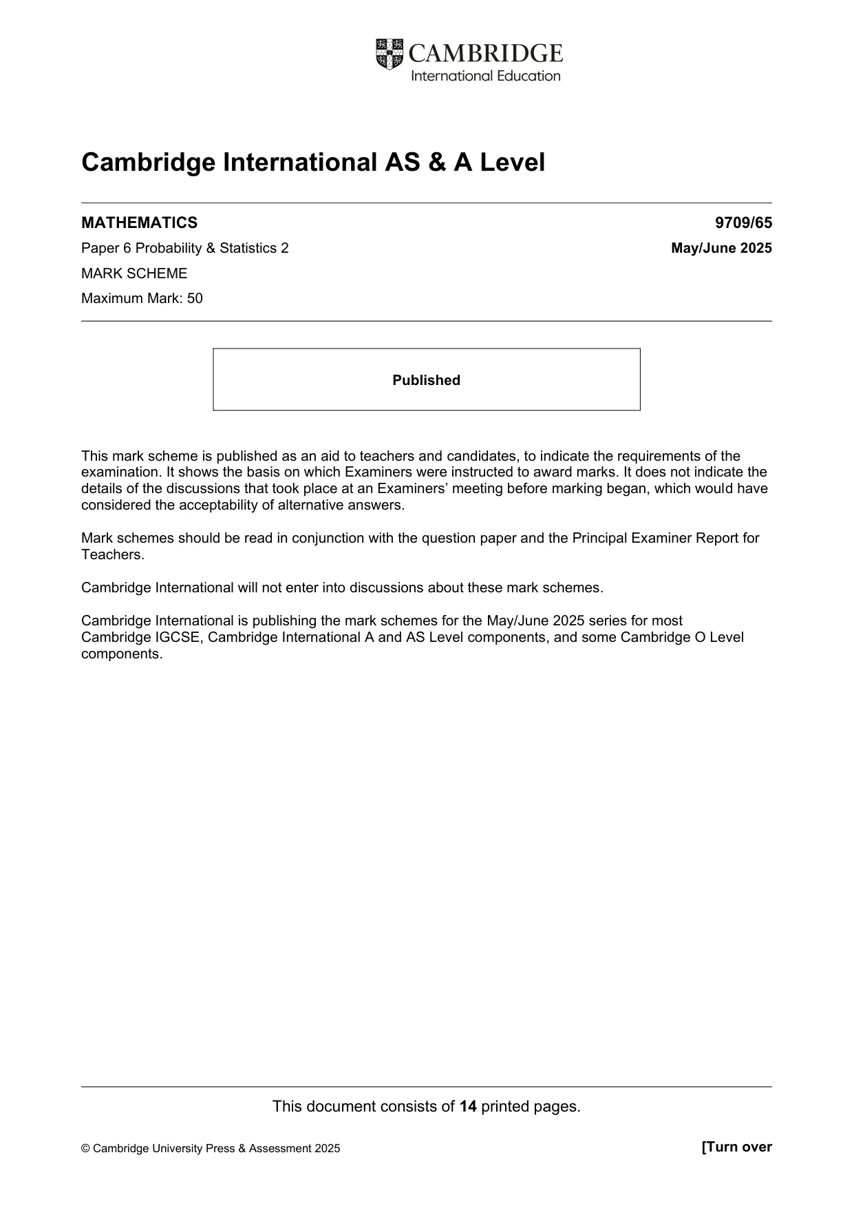 Mark scheme, page 1 of 14