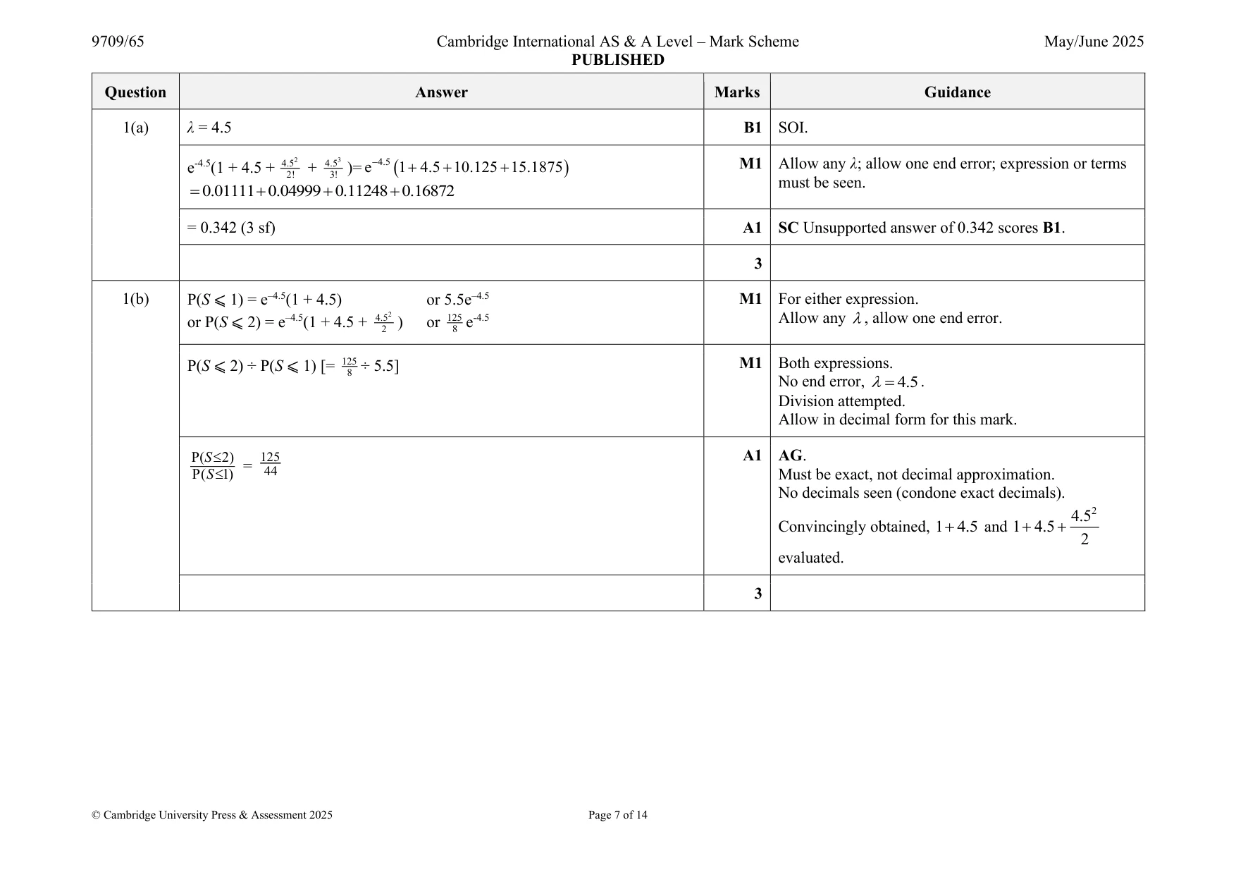 Mark scheme, page 7 of 14