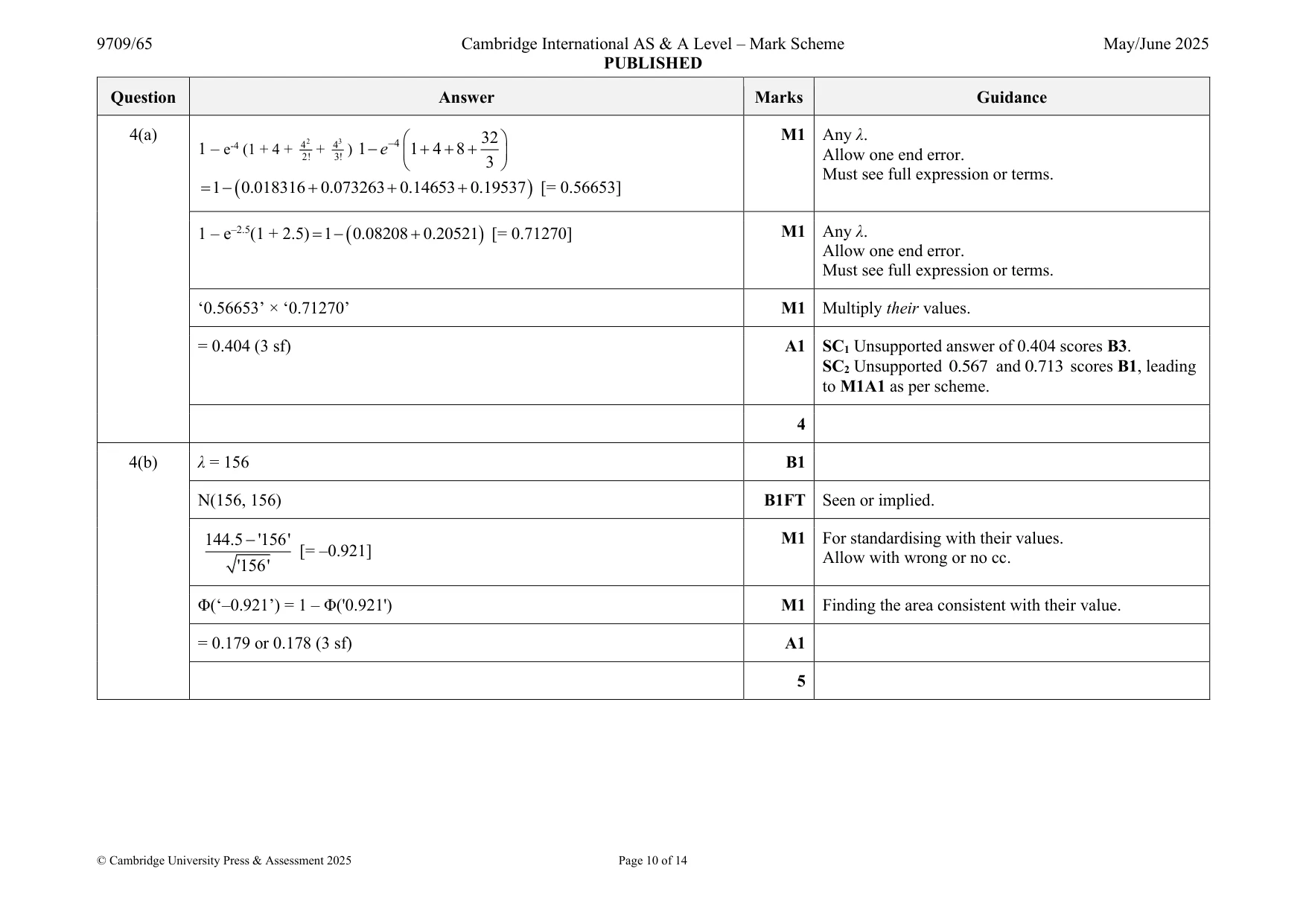 Mark scheme, page 10 of 14