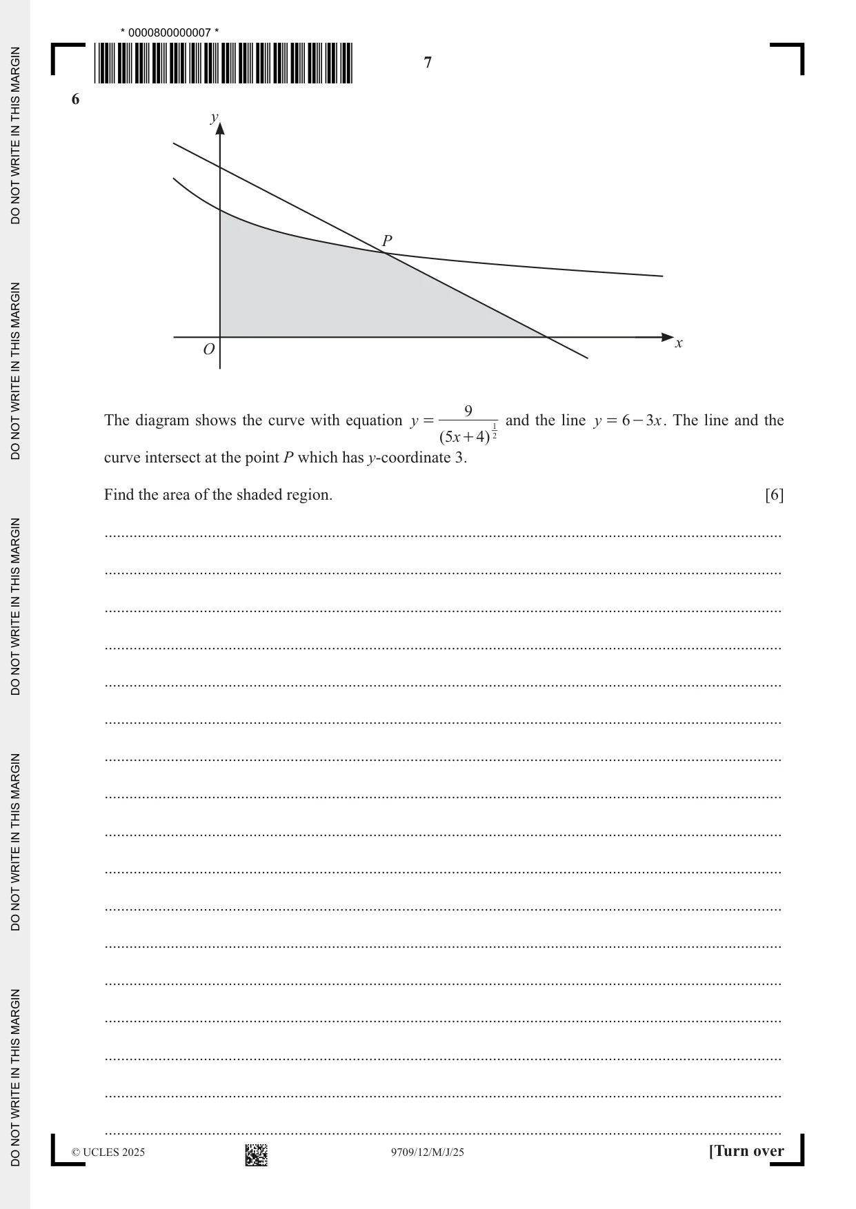 Cambridge A Level Mathematics 9709 2025 May/June Paper 1 · Variant 2 question paper, page 7 of 20