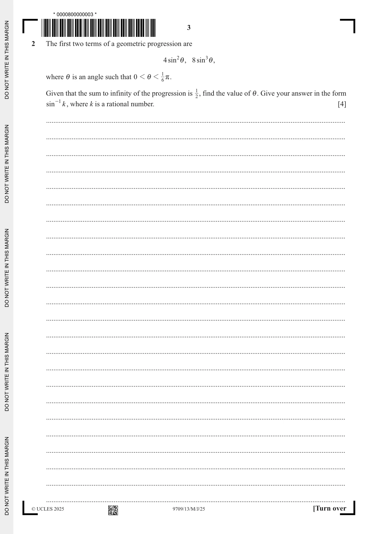 Cambridge A Level Mathematics 9709 2025 May/June Paper 1 · Variant 3 question paper, page 3 of 16