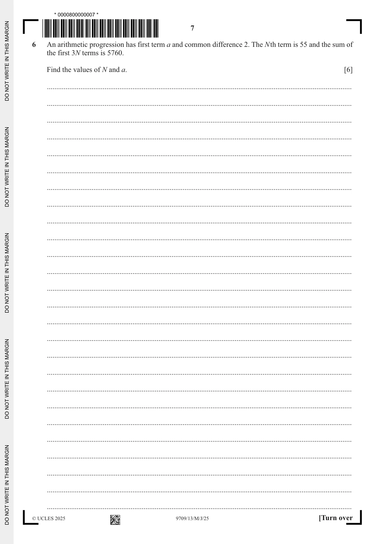 Cambridge A Level Mathematics 9709 2025 May/June Paper 1 · Variant 3 question paper, page 7 of 16