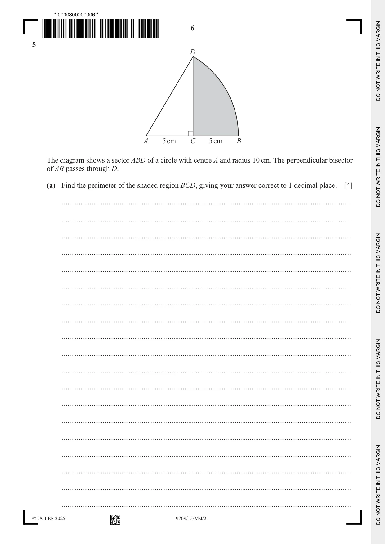 Cambridge A Level Mathematics 9709 2025 May/June Paper 1 · Variant 5 question paper, page 6 of 20