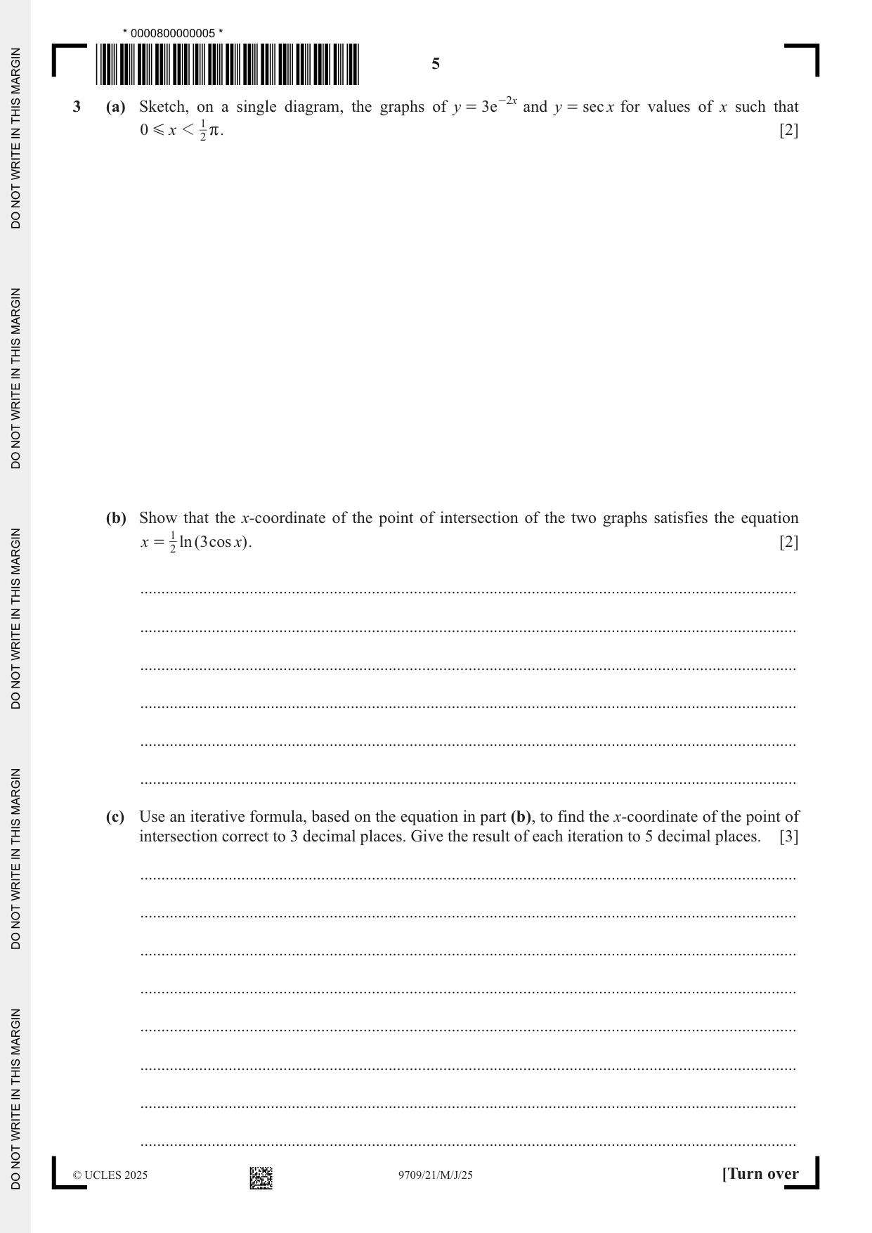 Cambridge A Level Mathematics 9709 2025 May/June Paper 2 · Variant 1 question paper, page 5 of 16