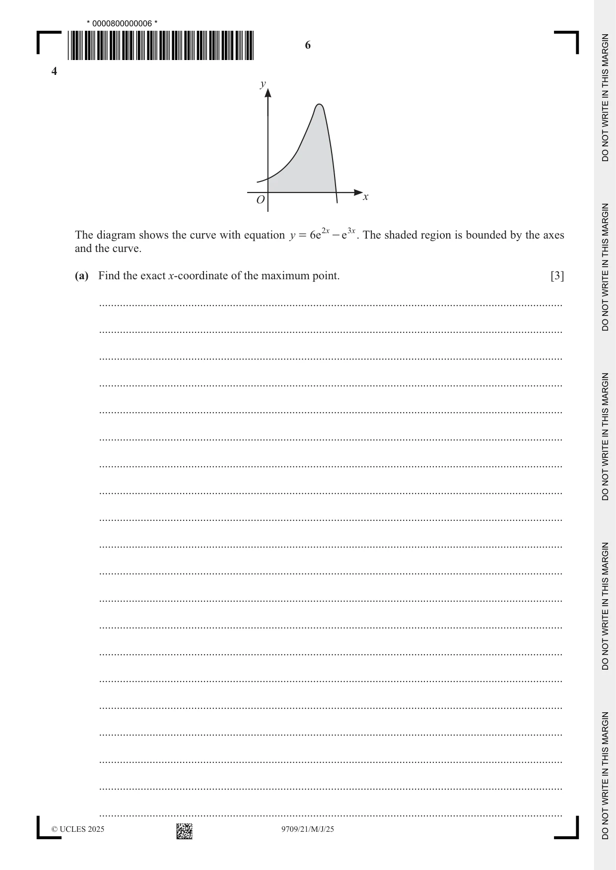 Cambridge A Level Mathematics 9709 2025 May/June Paper 2 · Variant 1 question paper, page 6 of 16