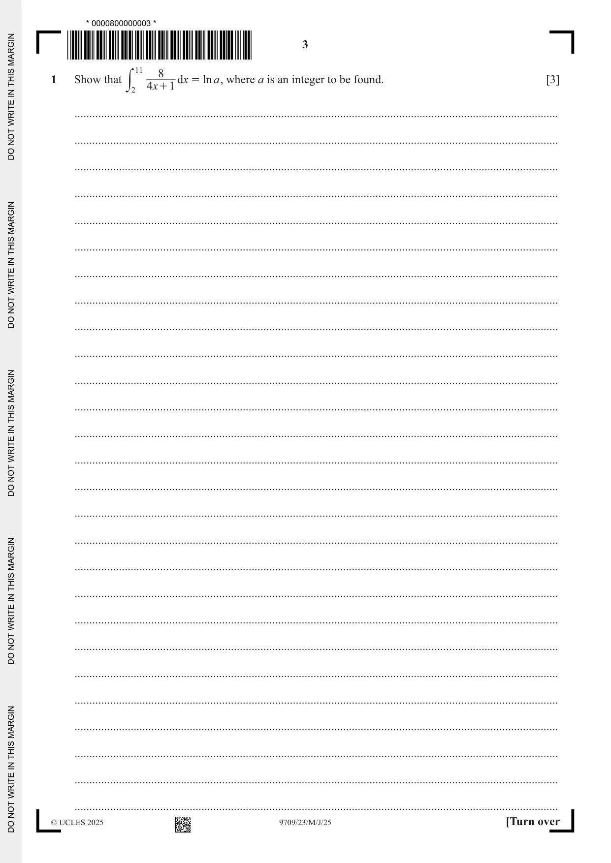 Cambridge A Level Mathematics 9709 2025 May/June Paper 2 · Variant 3 question paper, page 3 of 16