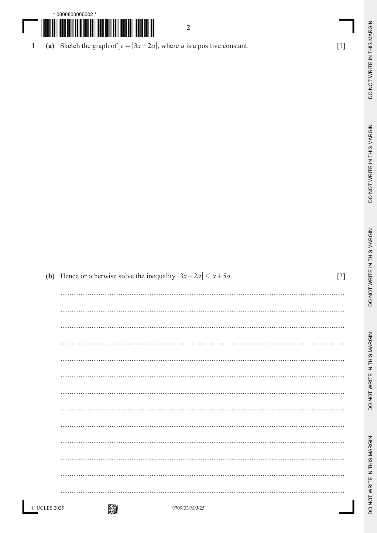 Cambridge A Level Mathematics 9709 2025 May/June Paper 3 · Variant 3 question paper, page 2 of 20