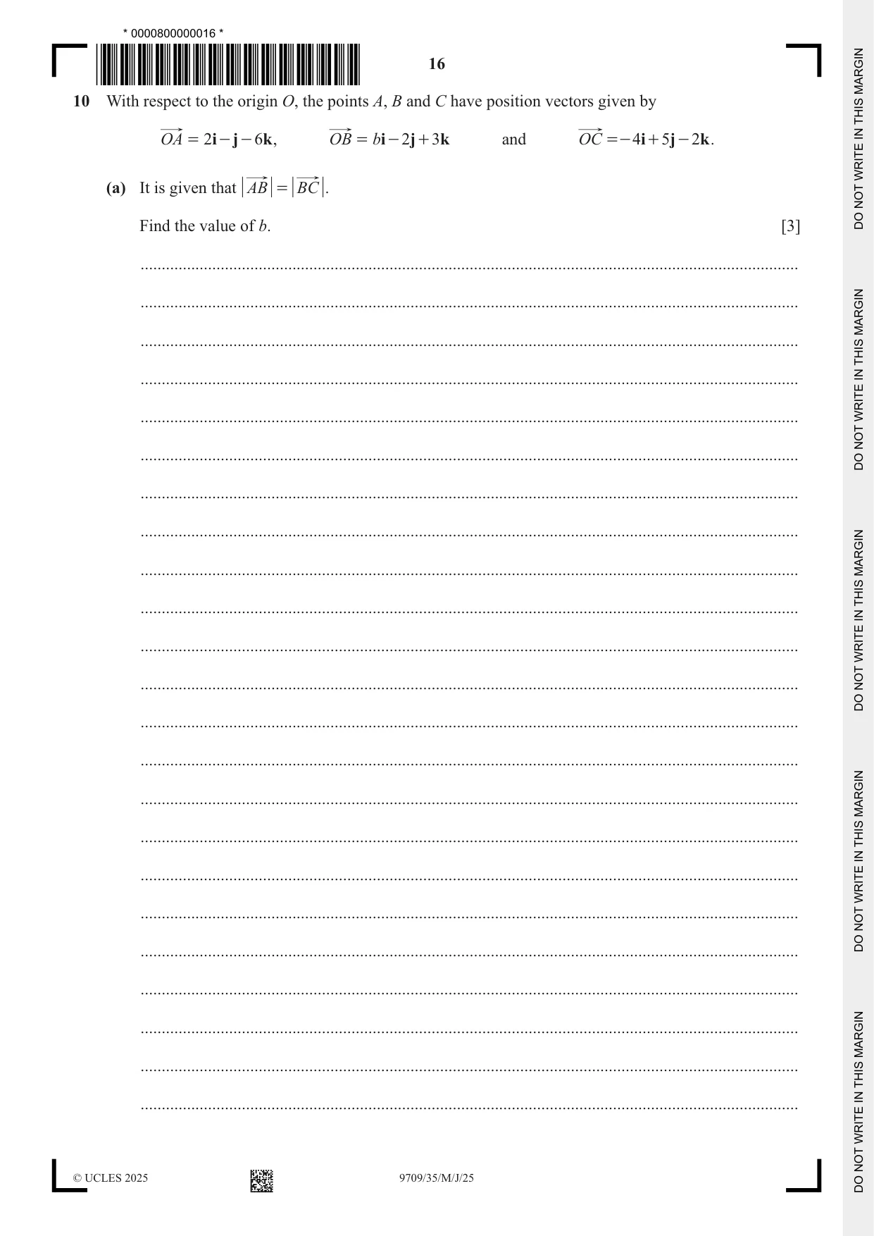 Cambridge A Level Mathematics 9709 2025 May/June Paper 3 · Variant 5 question paper, page 16 of 20
