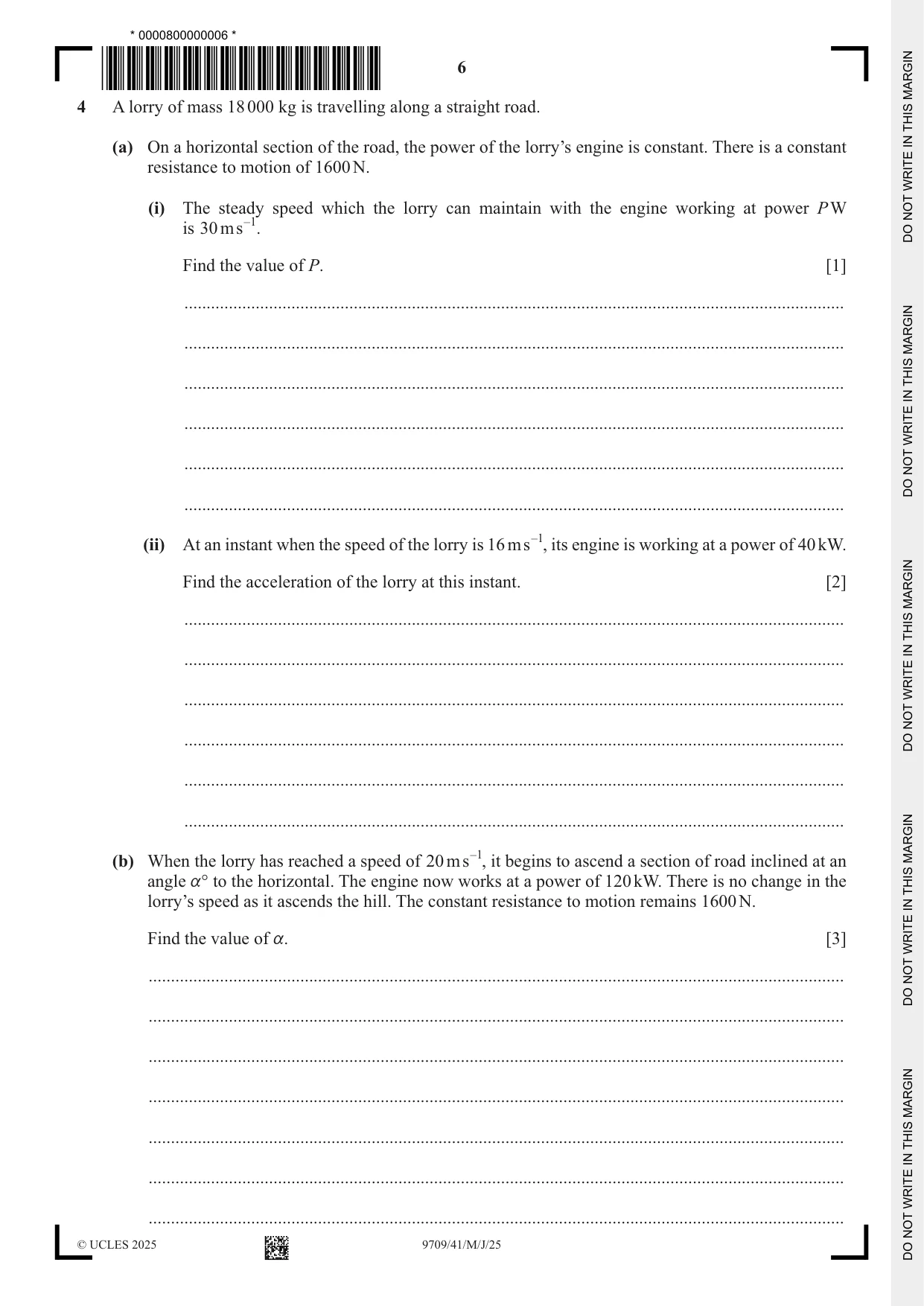 Cambridge A Level Mathematics 9709 2025 May/June Paper 4 · Variant 1 question paper, page 6 of 12