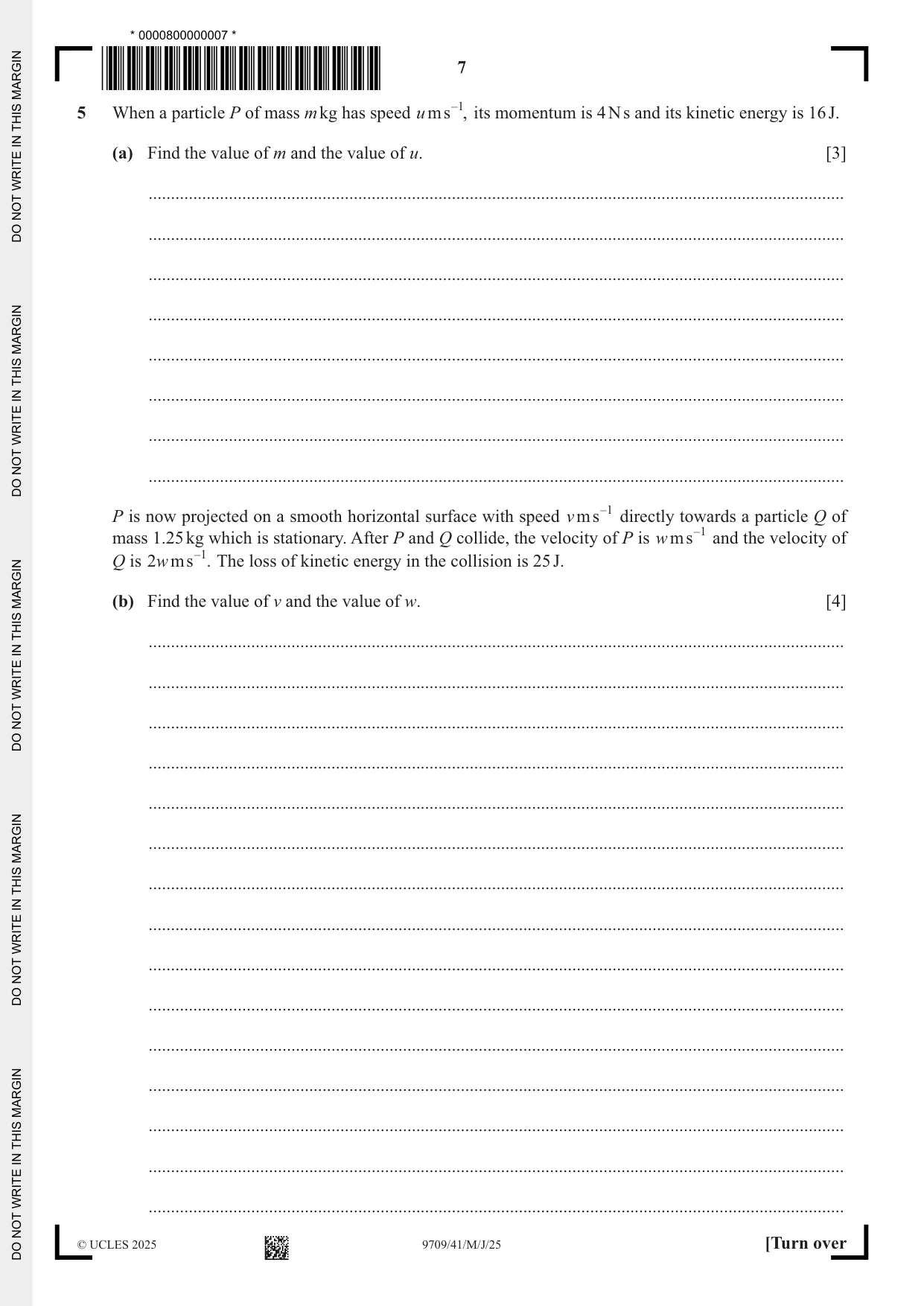 Cambridge A Level Mathematics 9709 2025 May/June Paper 4 · Variant 1 question paper, page 7 of 12