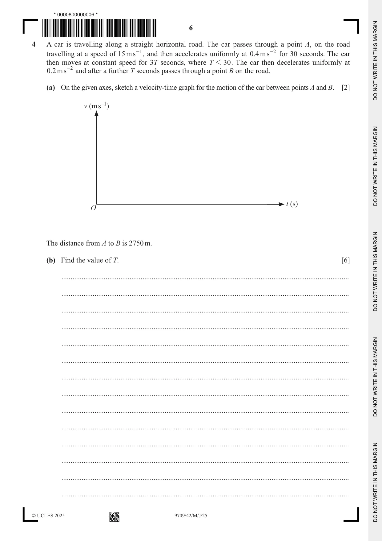 Cambridge A Level Mathematics 9709 2025 May/June Paper 4 · Variant 2 question paper, page 6 of 16