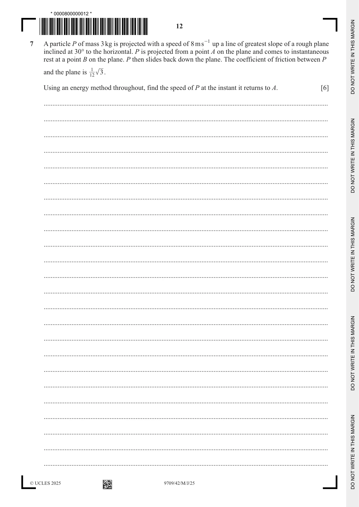 Cambridge A Level Mathematics 9709 2025 May/June Paper 4 · Variant 2 question paper, page 12 of 16