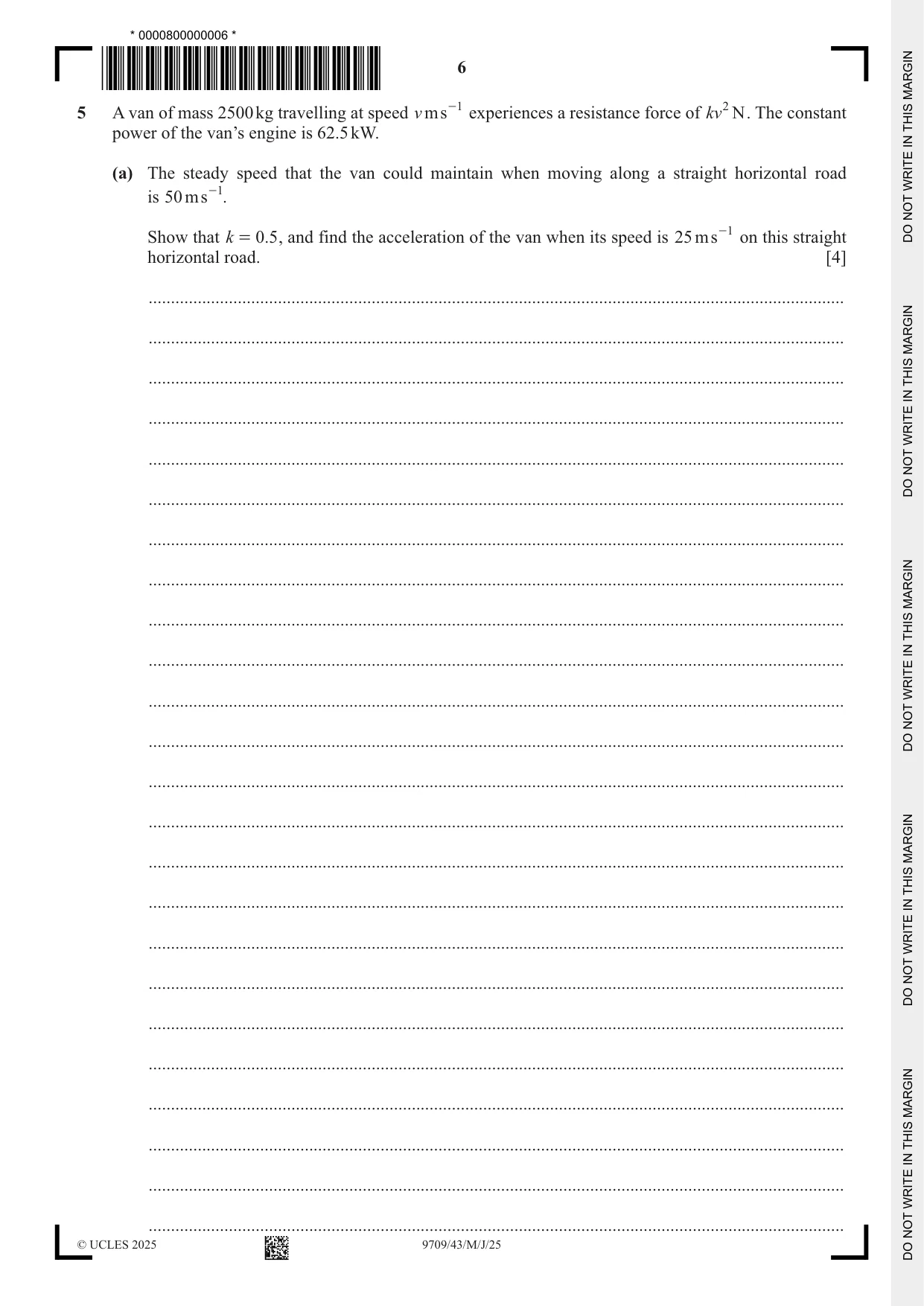 Cambridge A Level Mathematics 9709 2025 May/June Paper 4 · Variant 3 question paper, page 6 of 12
