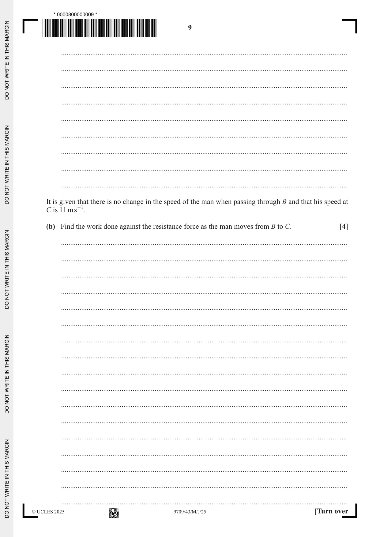 Cambridge A Level Mathematics 9709 2025 May/June Paper 4 · Variant 3 question paper, page 9 of 12