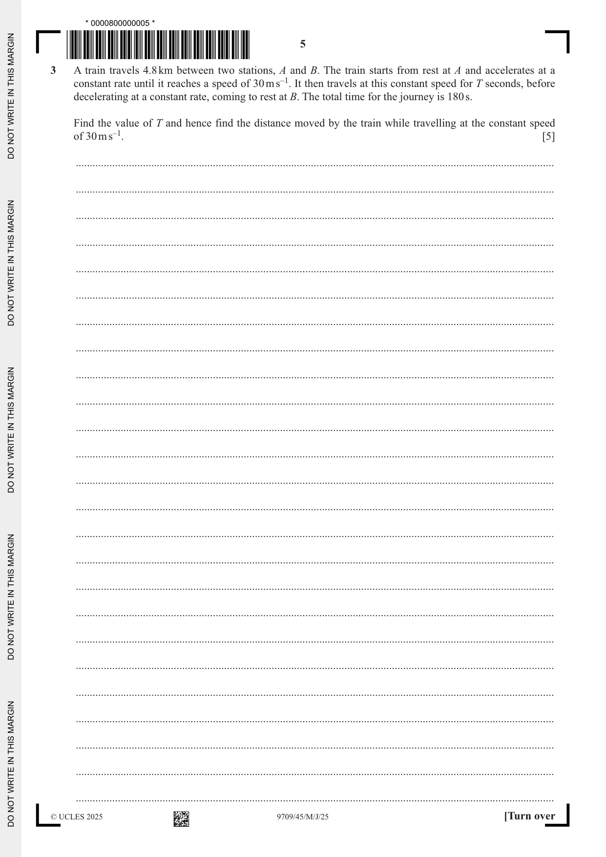 Cambridge A Level Mathematics 9709 2025 May/June Paper 4 · Variant 5 question paper, page 5 of 16