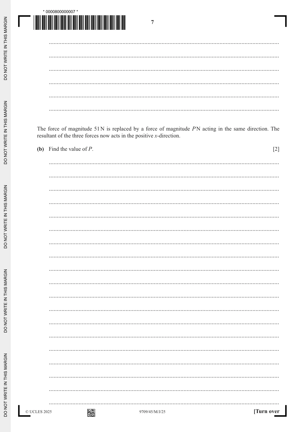 Cambridge A Level Mathematics 9709 2025 May/June Paper 4 · Variant 5 question paper, page 7 of 16