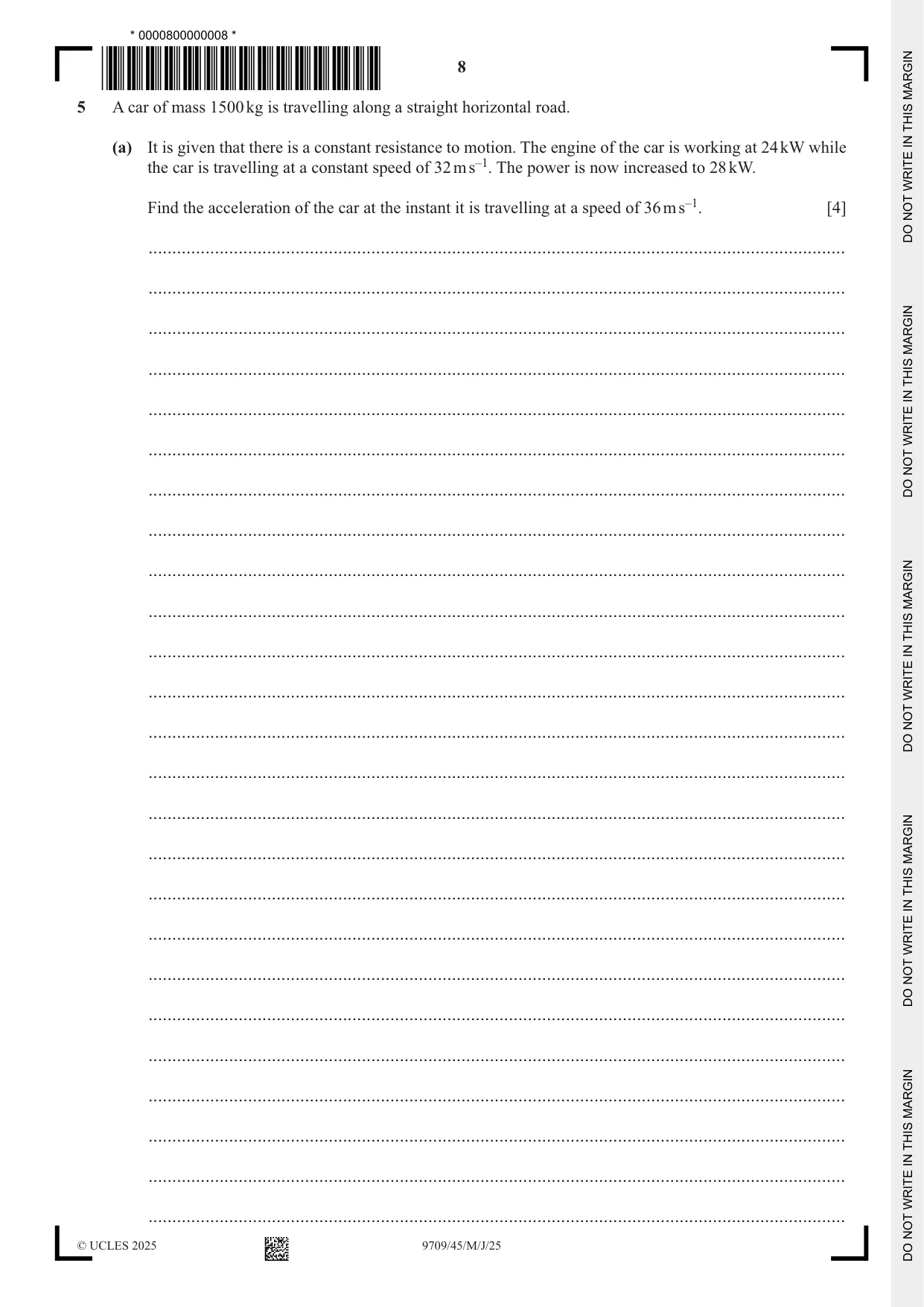 Cambridge A Level Mathematics 9709 2025 May/June Paper 4 · Variant 5 question paper, page 8 of 16