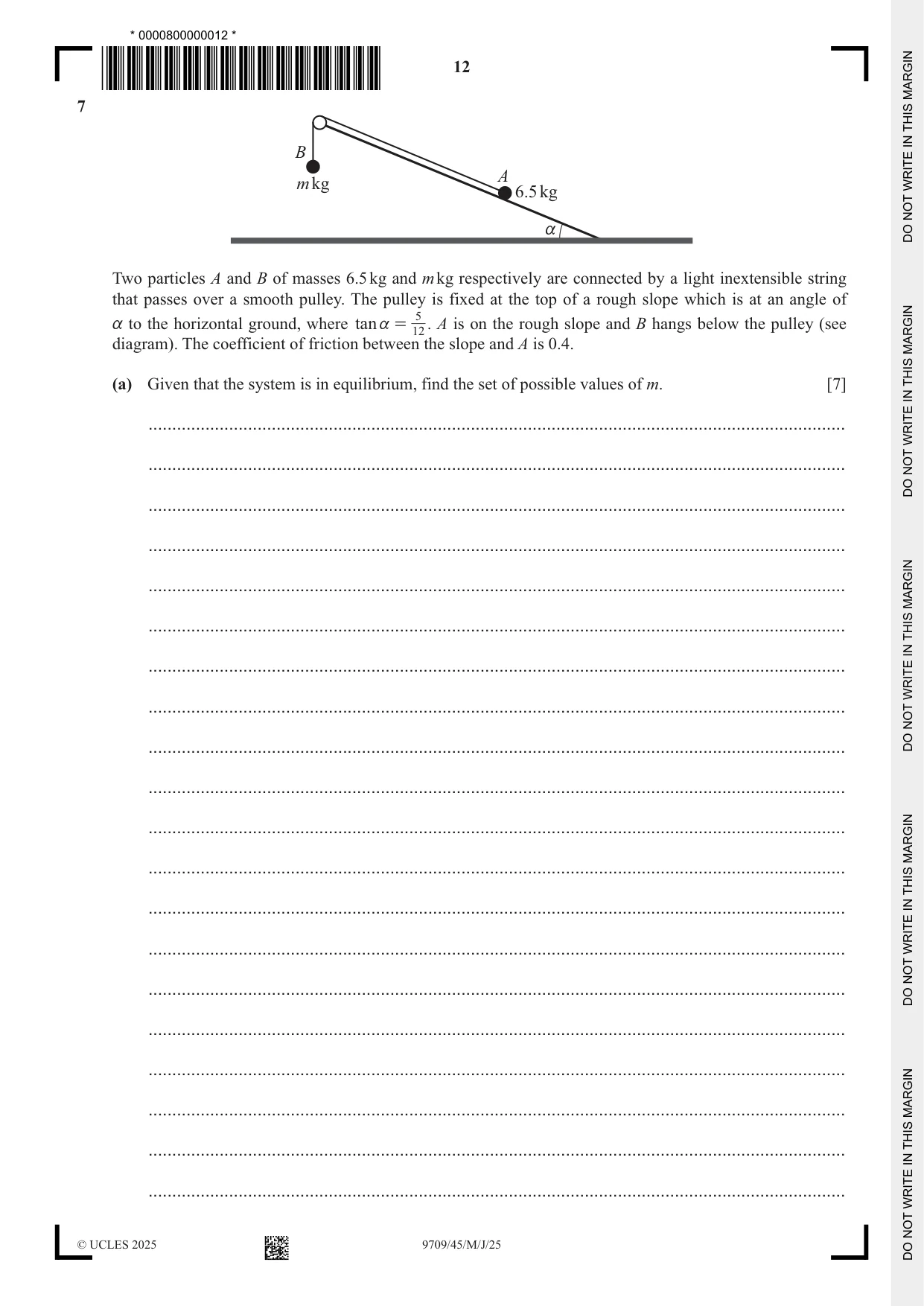 Cambridge A Level Mathematics 9709 2025 May/June Paper 4 · Variant 5 question paper, page 12 of 16