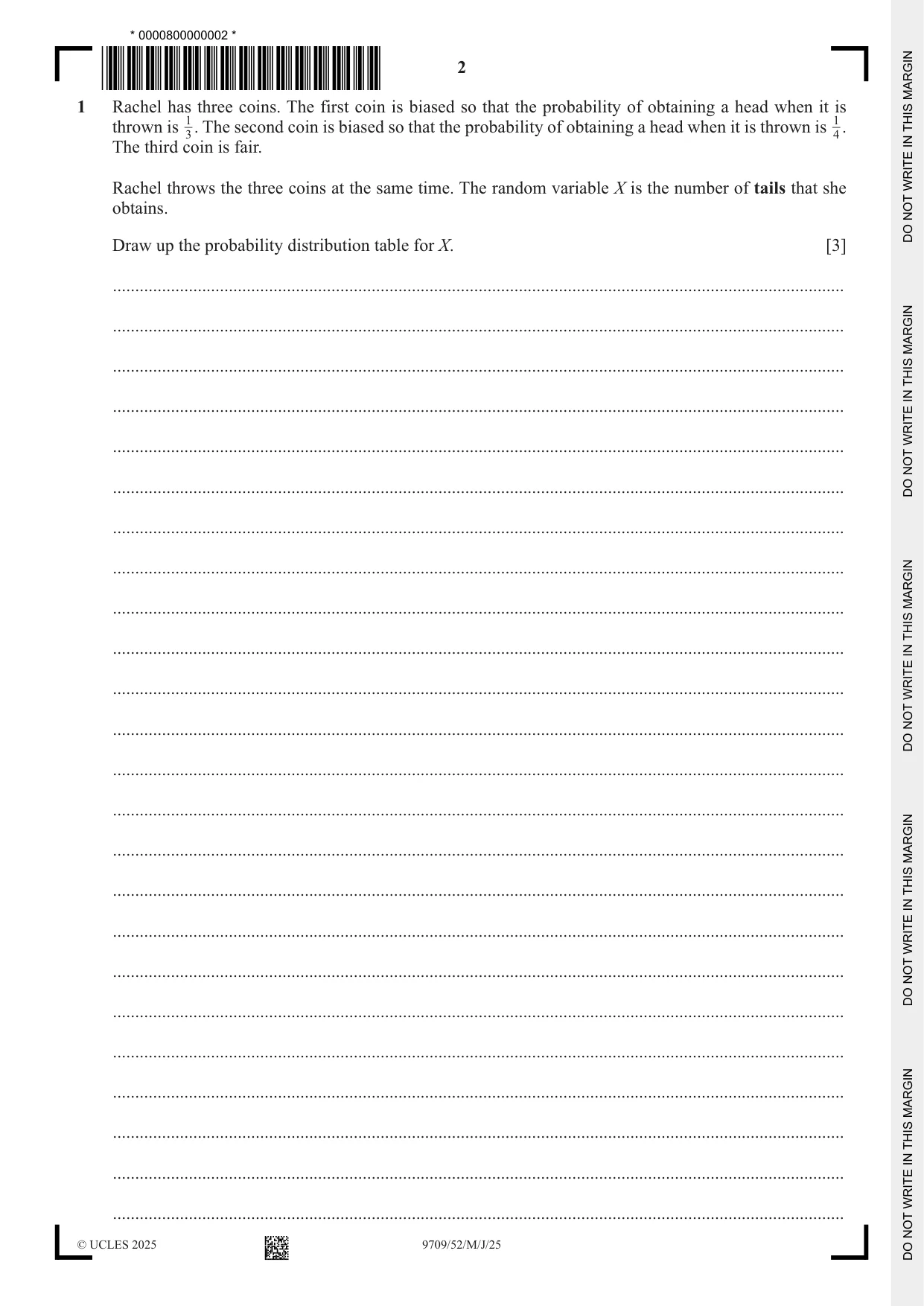 Cambridge A Level Mathematics 9709 2025 May/June Paper 5 · Variant 2 question paper, page 2 of 12
