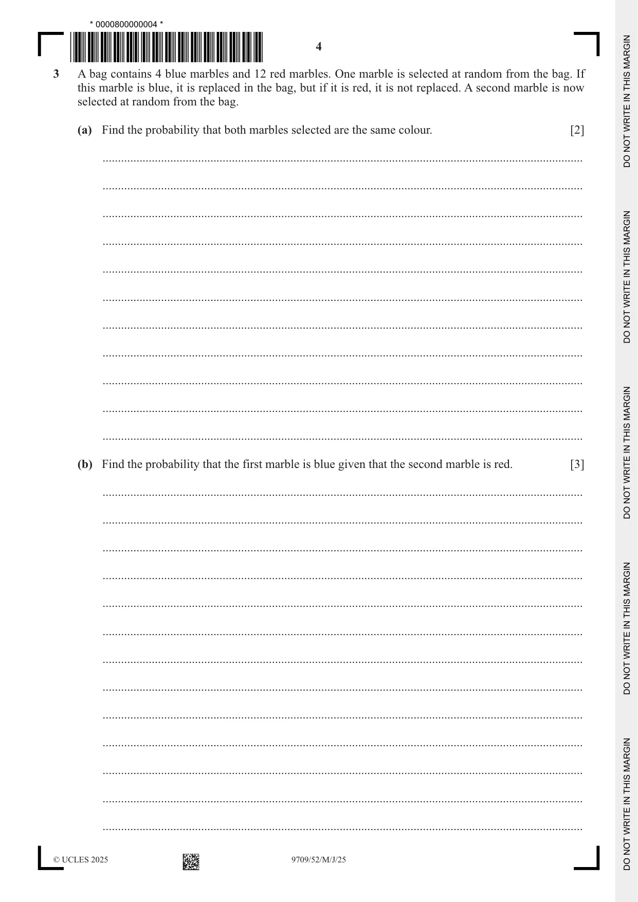 Cambridge A Level Mathematics 9709 2025 May/June Paper 5 · Variant 2 question paper, page 4 of 12