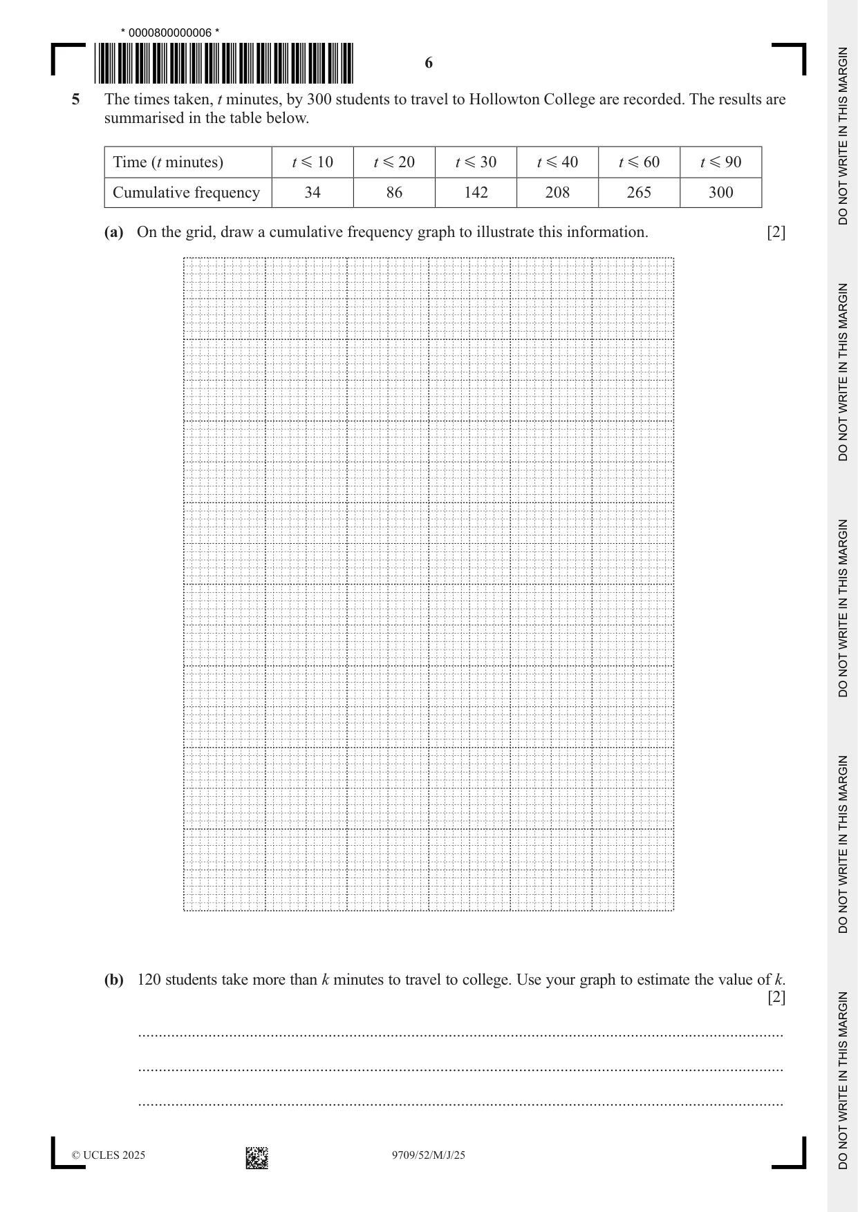 Cambridge A Level Mathematics 9709 2025 May/June Paper 5 · Variant 2 question paper, page 6 of 12