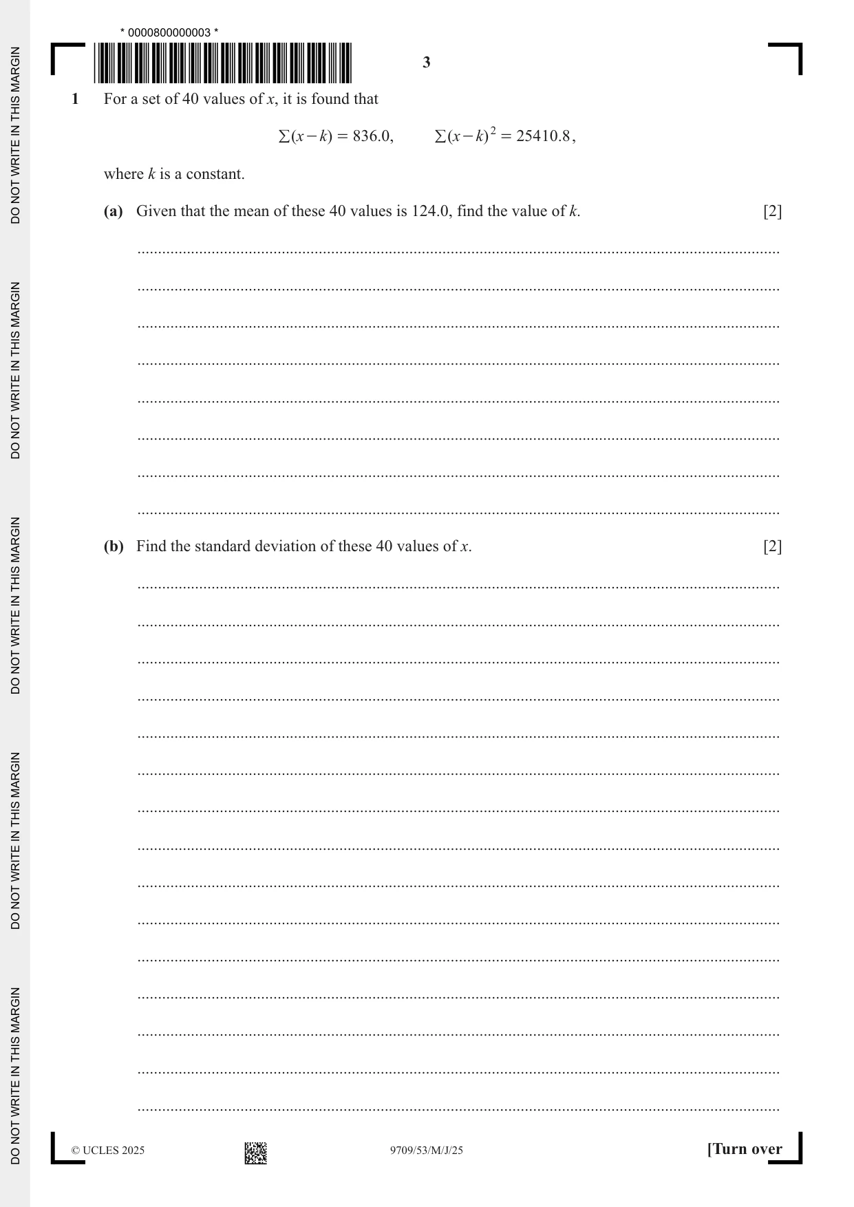 Cambridge A Level Mathematics 9709 2025 May/June Paper 5 · Variant 3 question paper, page 3 of 16