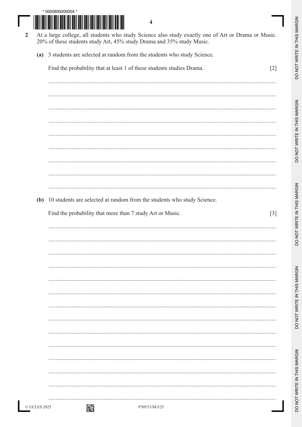 Cambridge A Level Mathematics 9709 2025 May/June Paper 5 · Variant 3 question paper, page 4 of 16