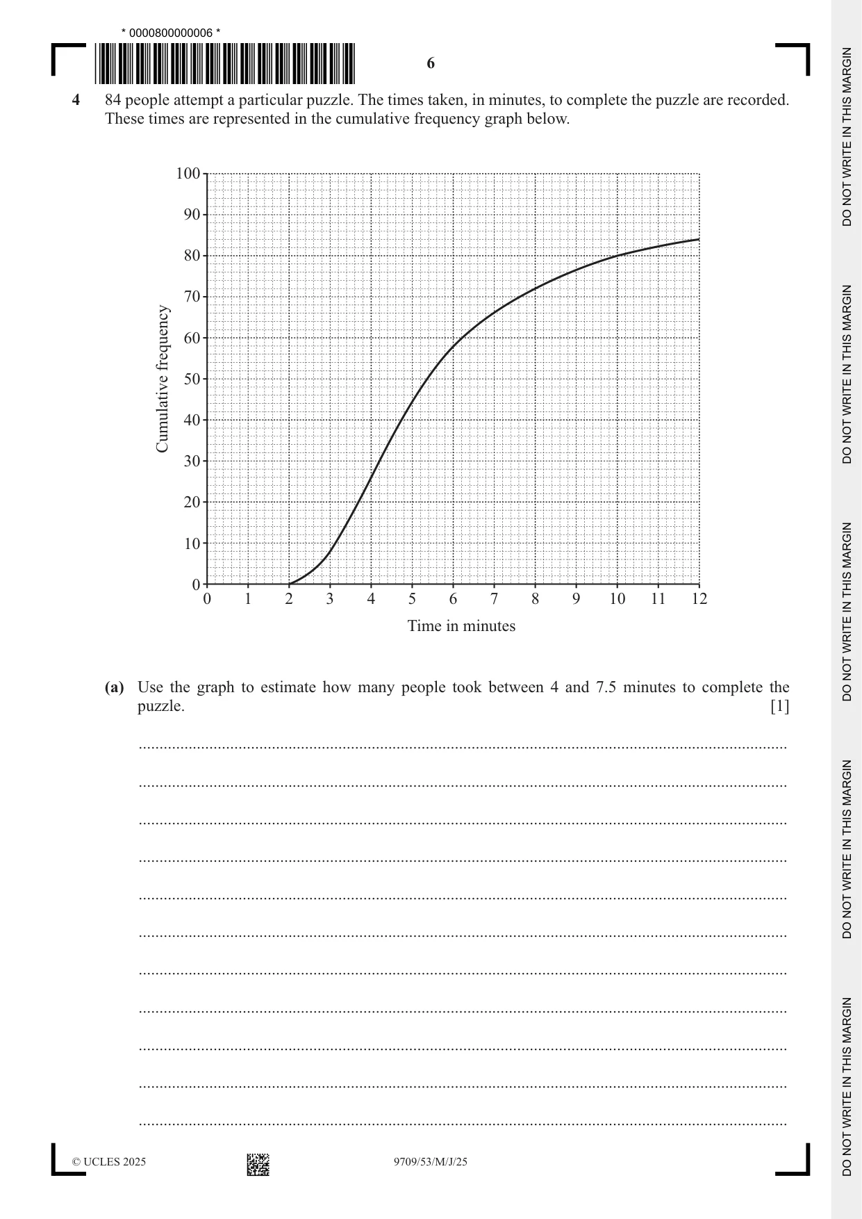 Cambridge A Level Mathematics 9709 2025 May/June Paper 5 · Variant 3 question paper, page 6 of 16