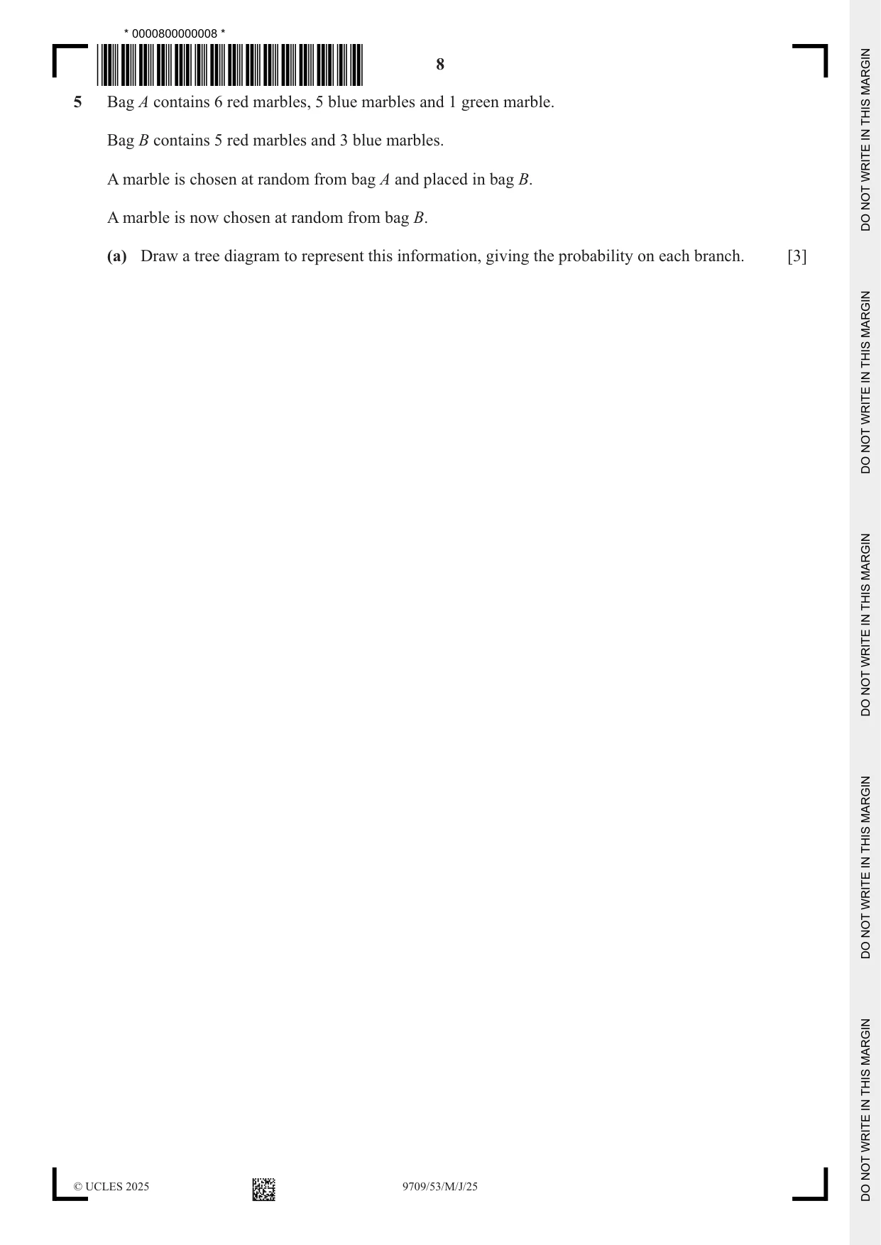Cambridge A Level Mathematics 9709 2025 May/June Paper 5 · Variant 3 question paper, page 8 of 16